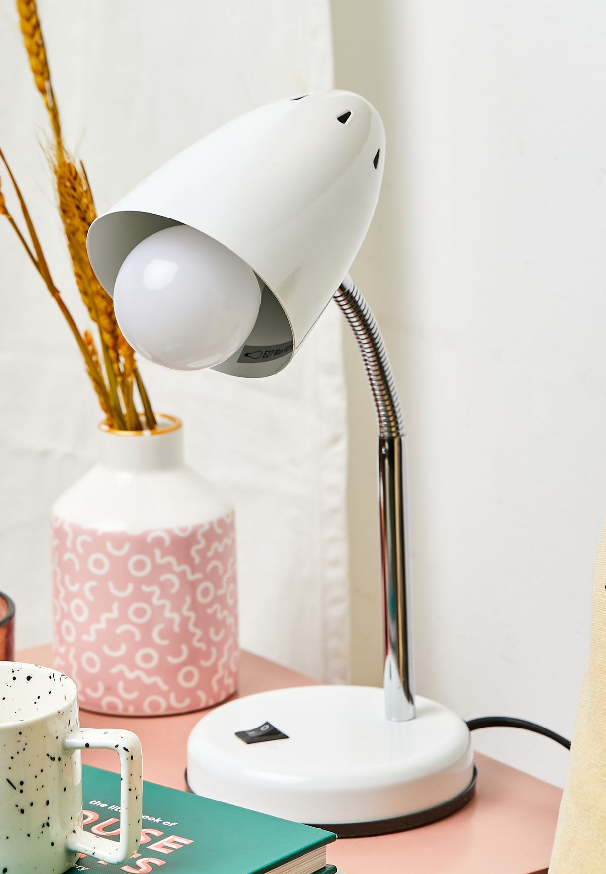 White Gloss Flexible Stem Desk Lamp