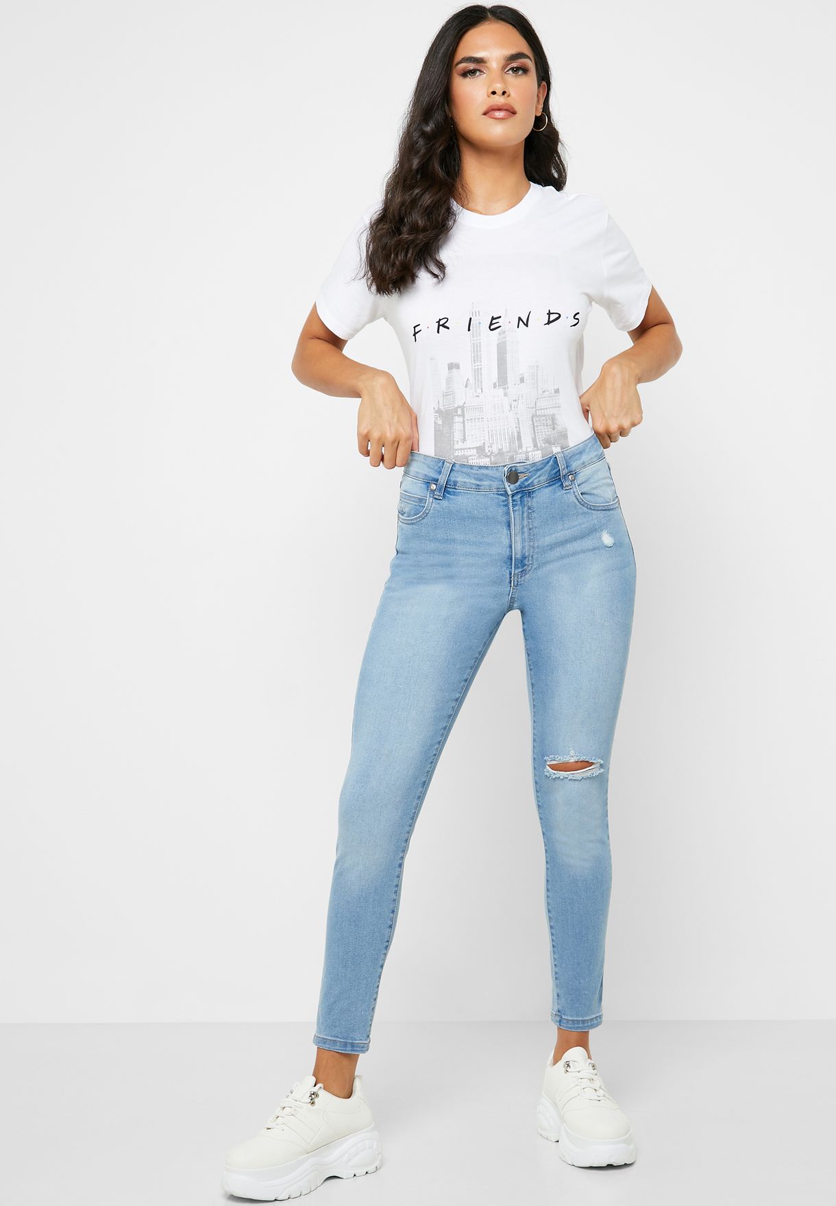 knee ripped skinny jeans womens