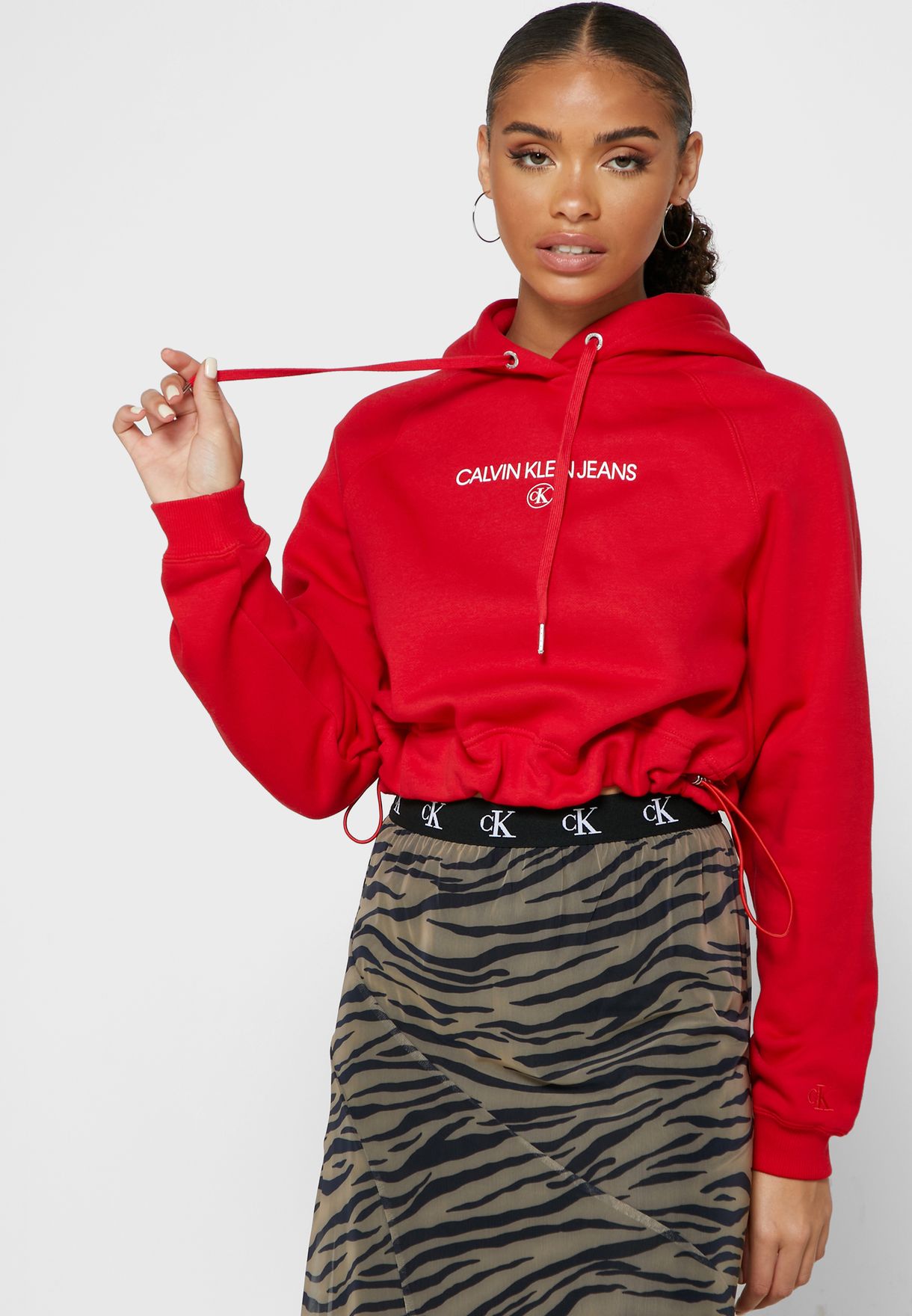 Buy Calvin Klein Jeans red Logo Hoodie for Women in MENA, Worldwide