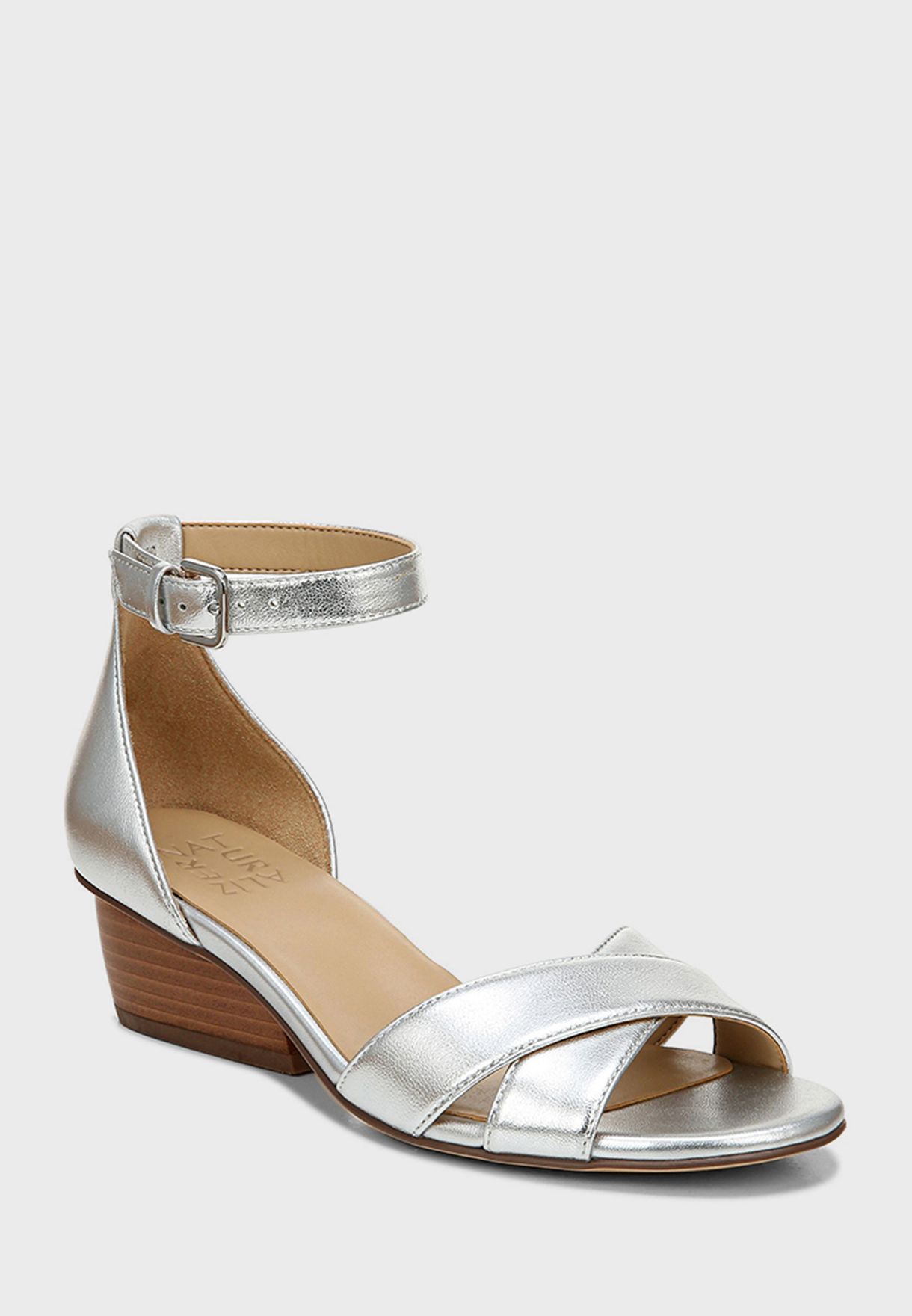 naturalizer silver wedge sandals