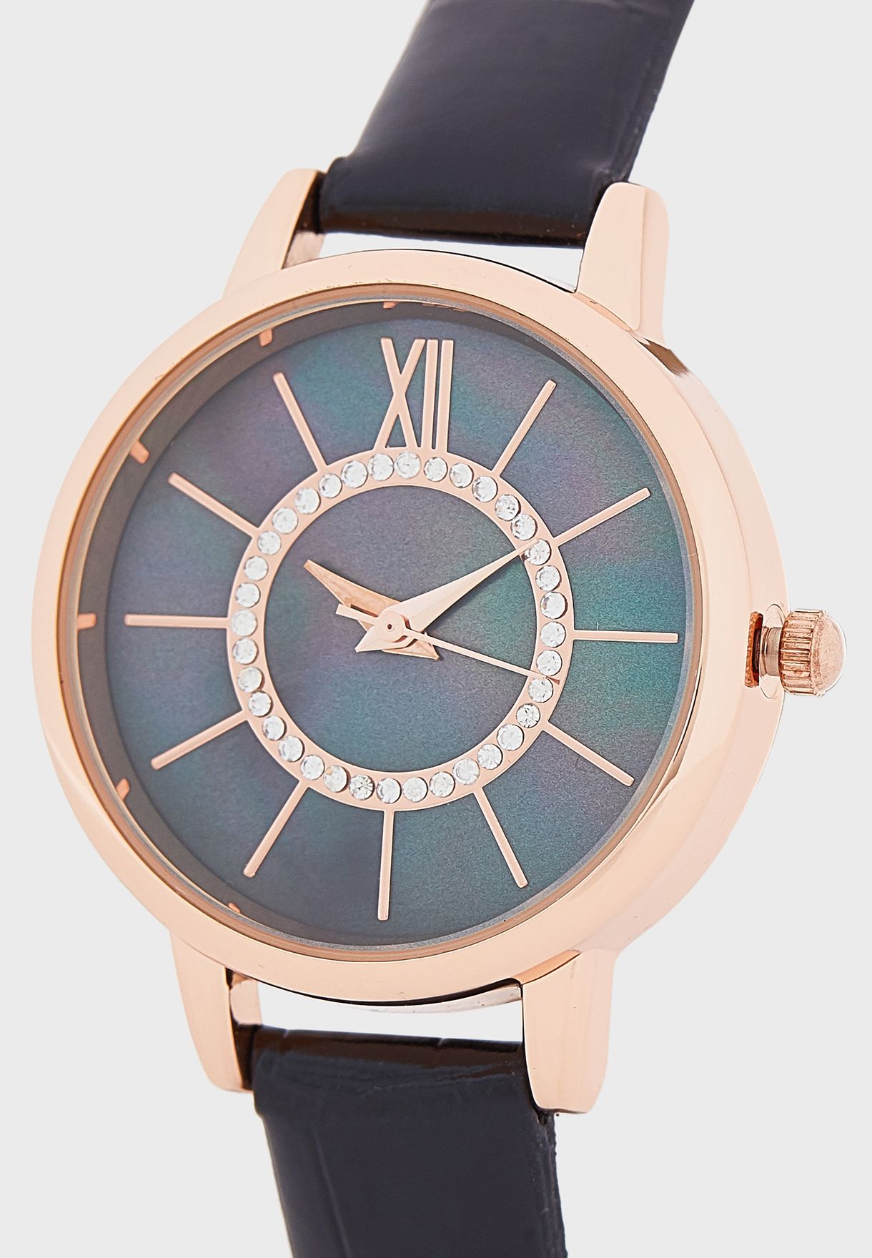 Croc Strap Watch With Mother Of Pearl Dial