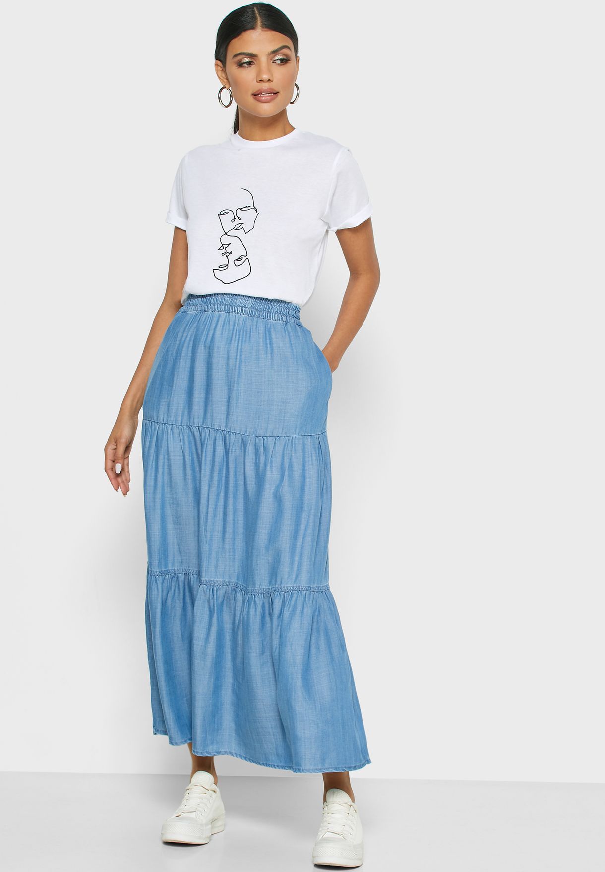 layered jean skirt