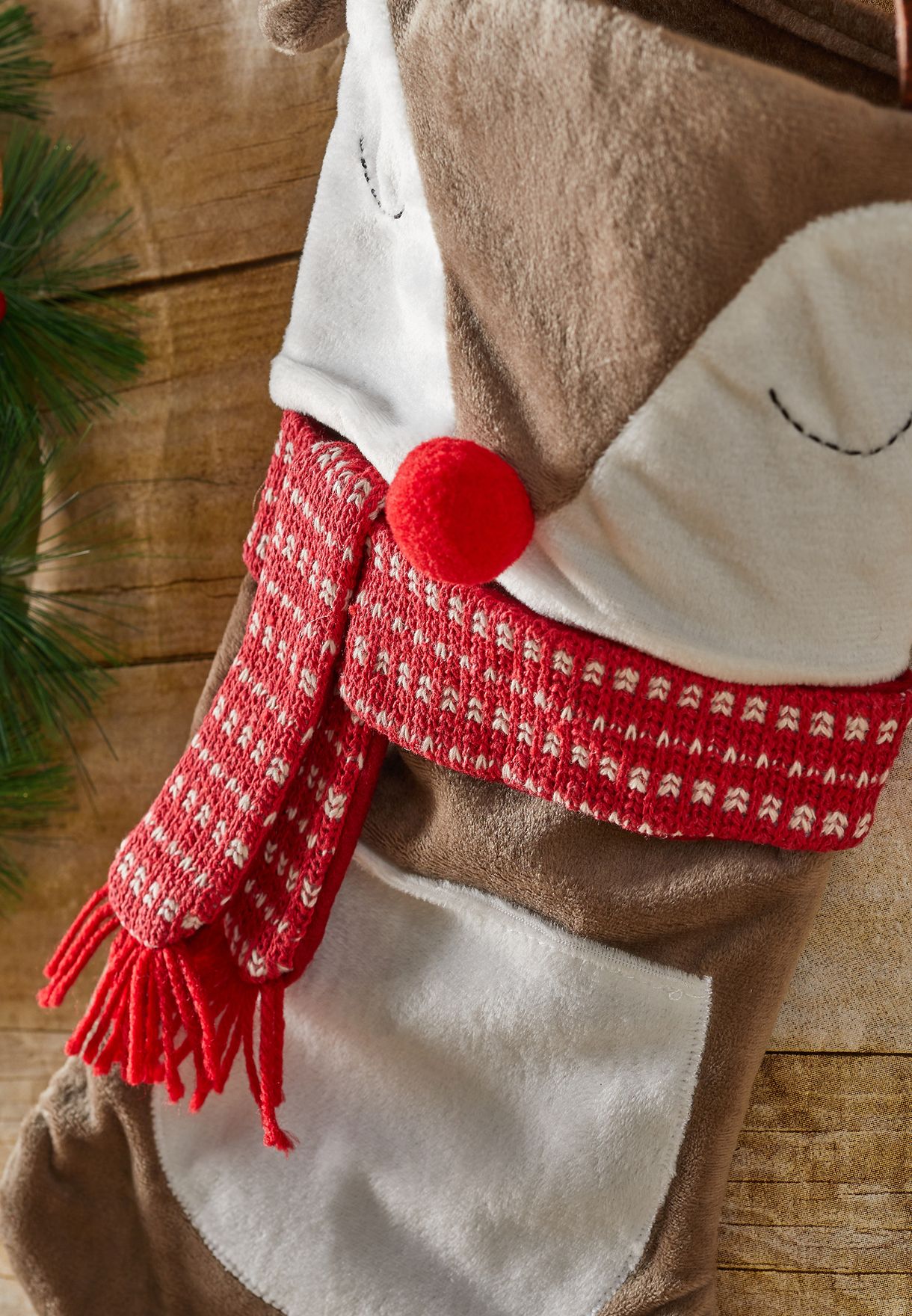 Reindeer With Antlers Christmas Stocking