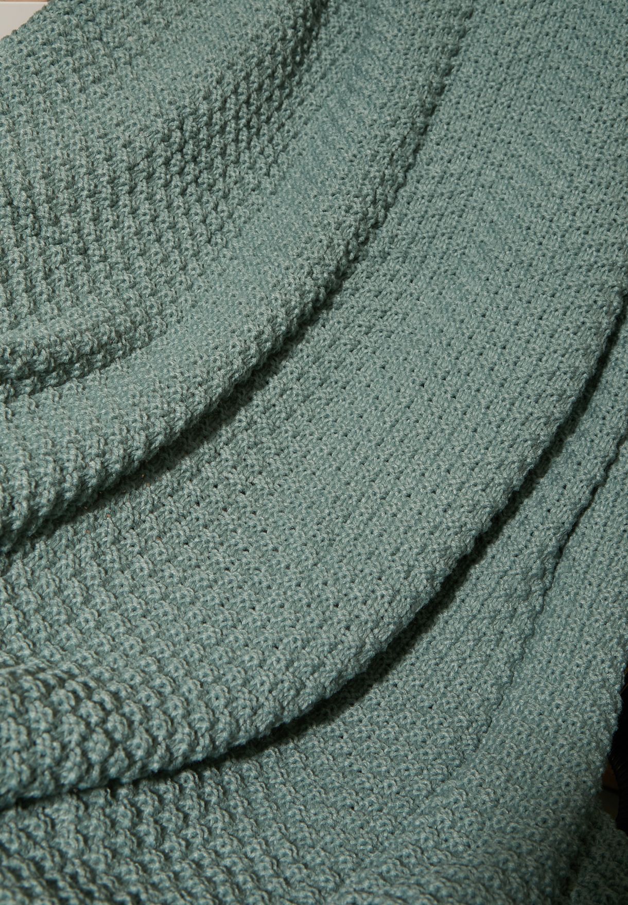 Teal Knitted Blanket 130 X 170Cm