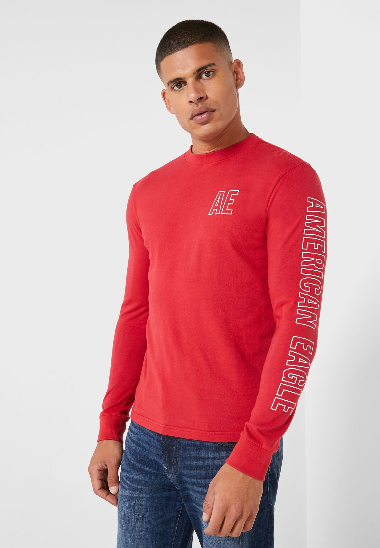 buy-american-eagle-red-logo-sleeve-crew-neck-t-shirt-for-men-in-dubai