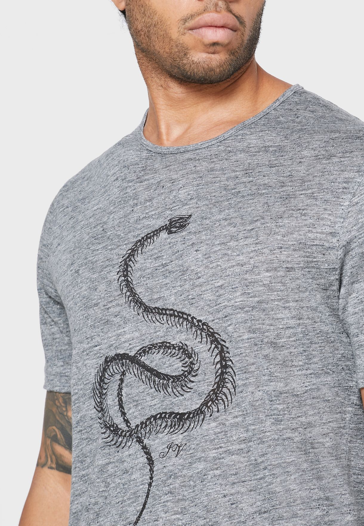 Buy John Varvatos Grey Snake Skeleton Crew Neck T Shirt For Men In Dubai Abu Dhabi Kg4447v2b Bmy25b 020