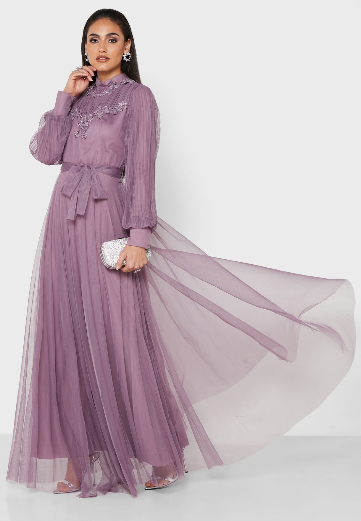 Buy Khizana purple Empire Pleat Detail Fit & Flare Dress for Women in ...