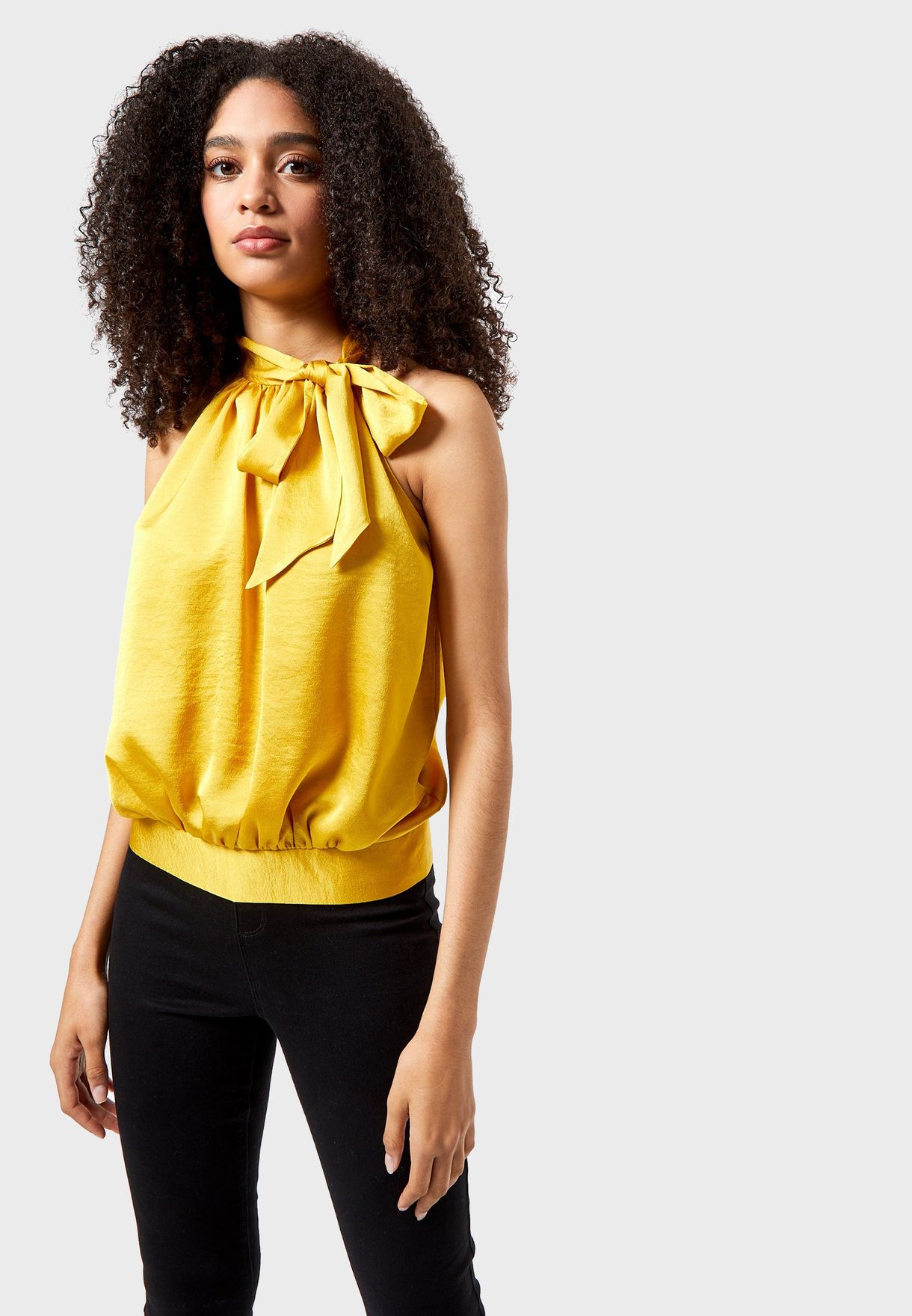 yellow halter neck top