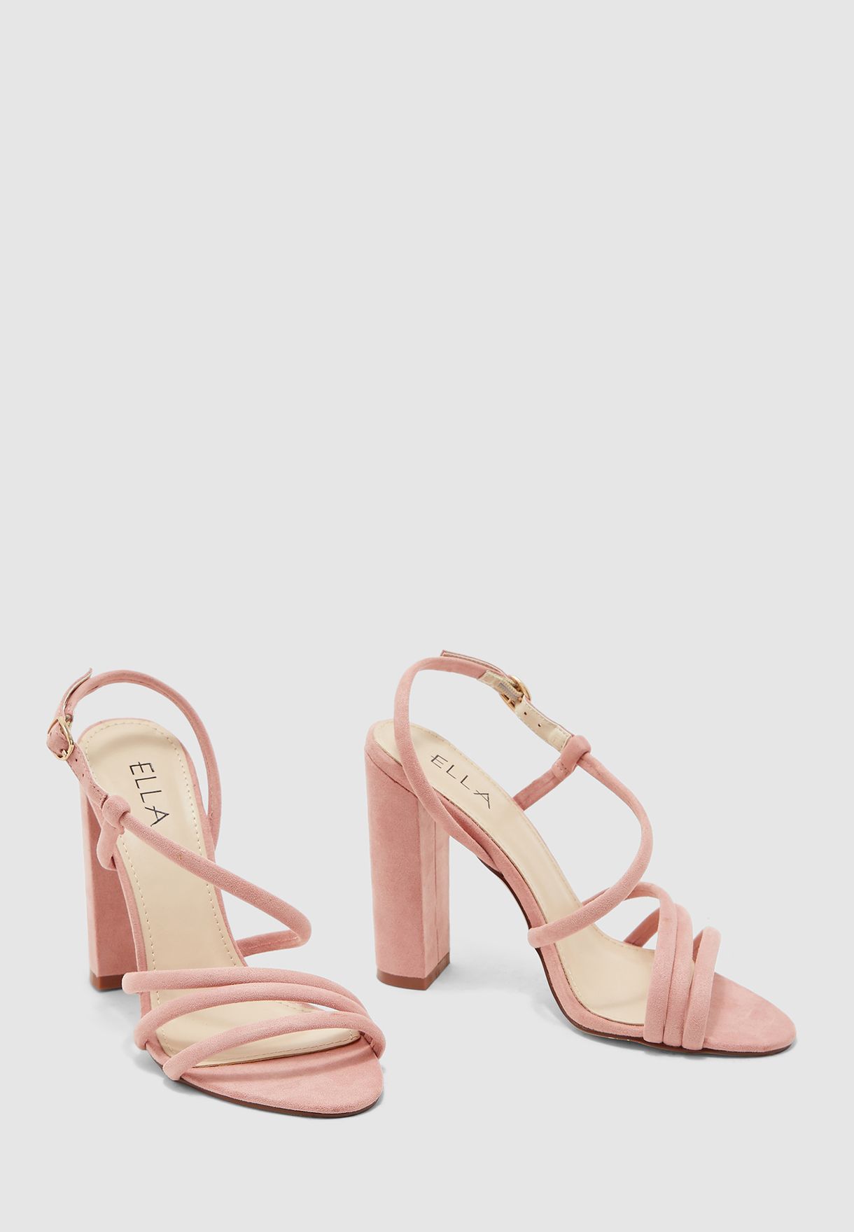 pink strappy block heels