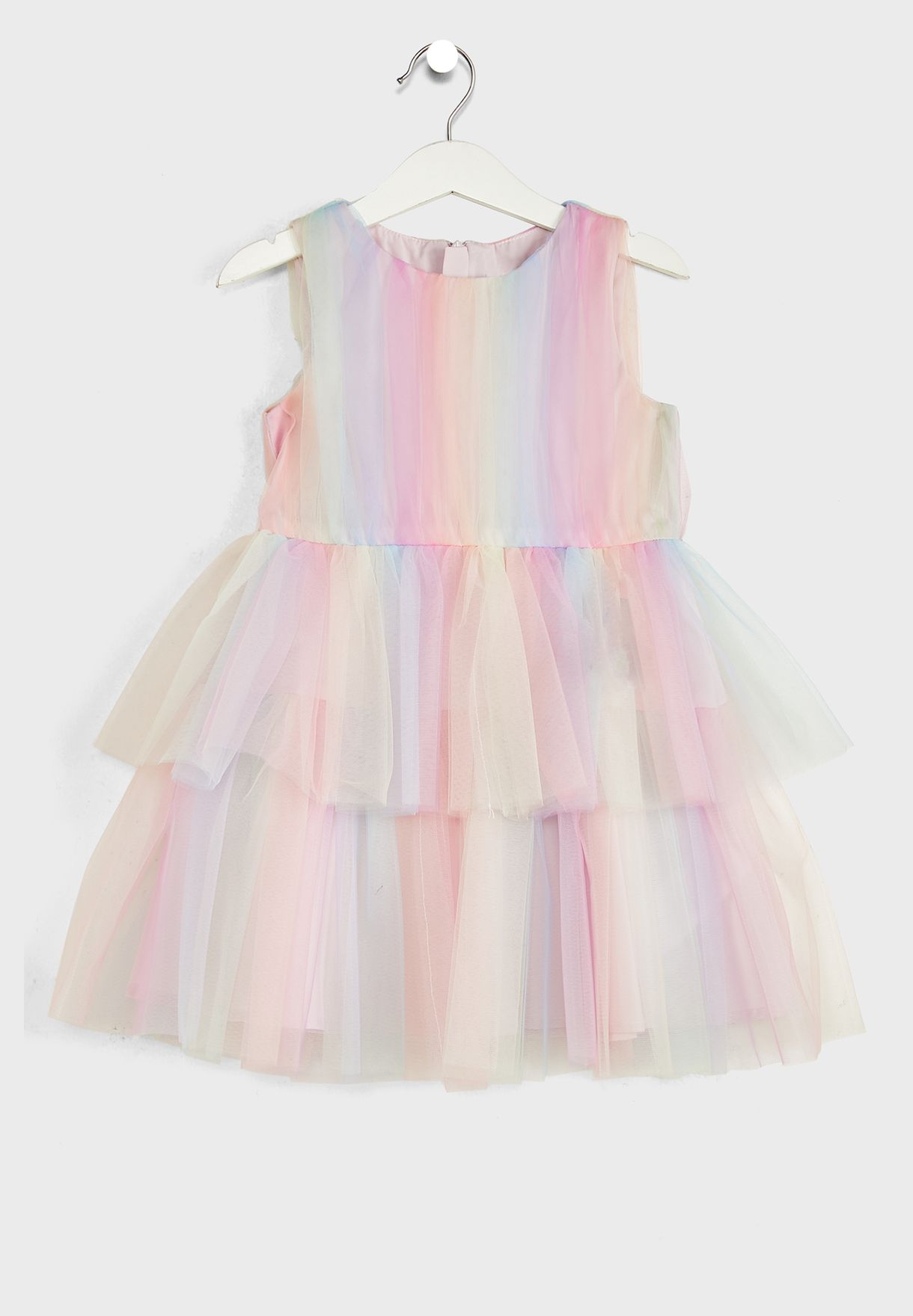 Buy Chi Chi London Girls multicolor Kids Rainbow Mesh Ruffle Detail ...