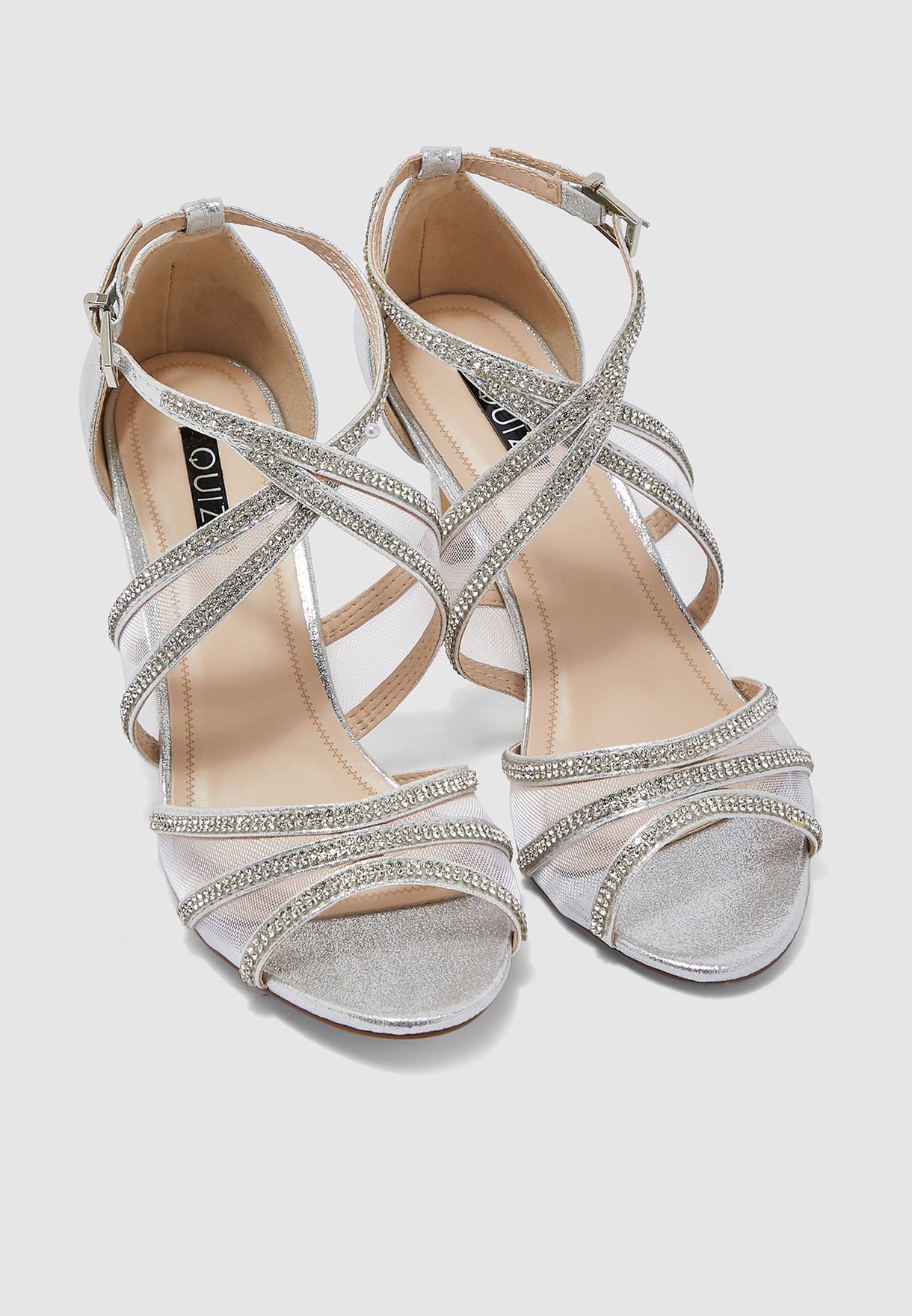 quiz silver shimmer diamante sandals