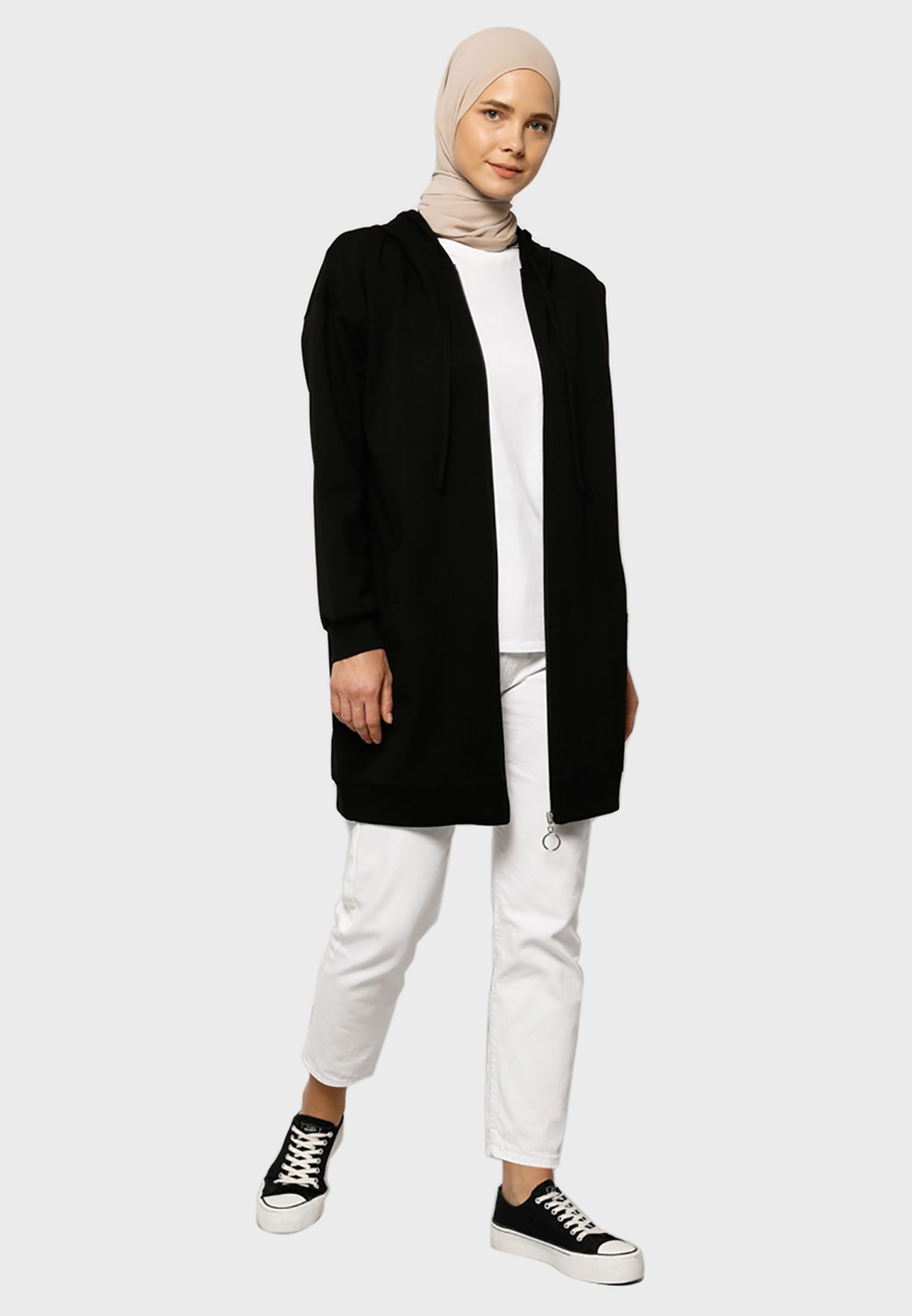 hooded longline coat