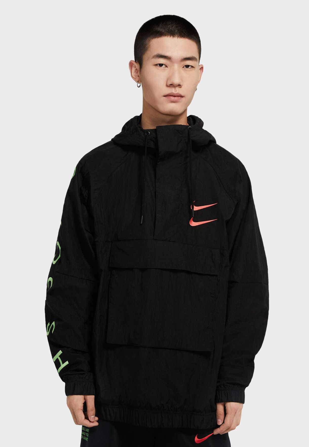 Nike black NSW Swoosh Woven Jacket for Men in MENA,