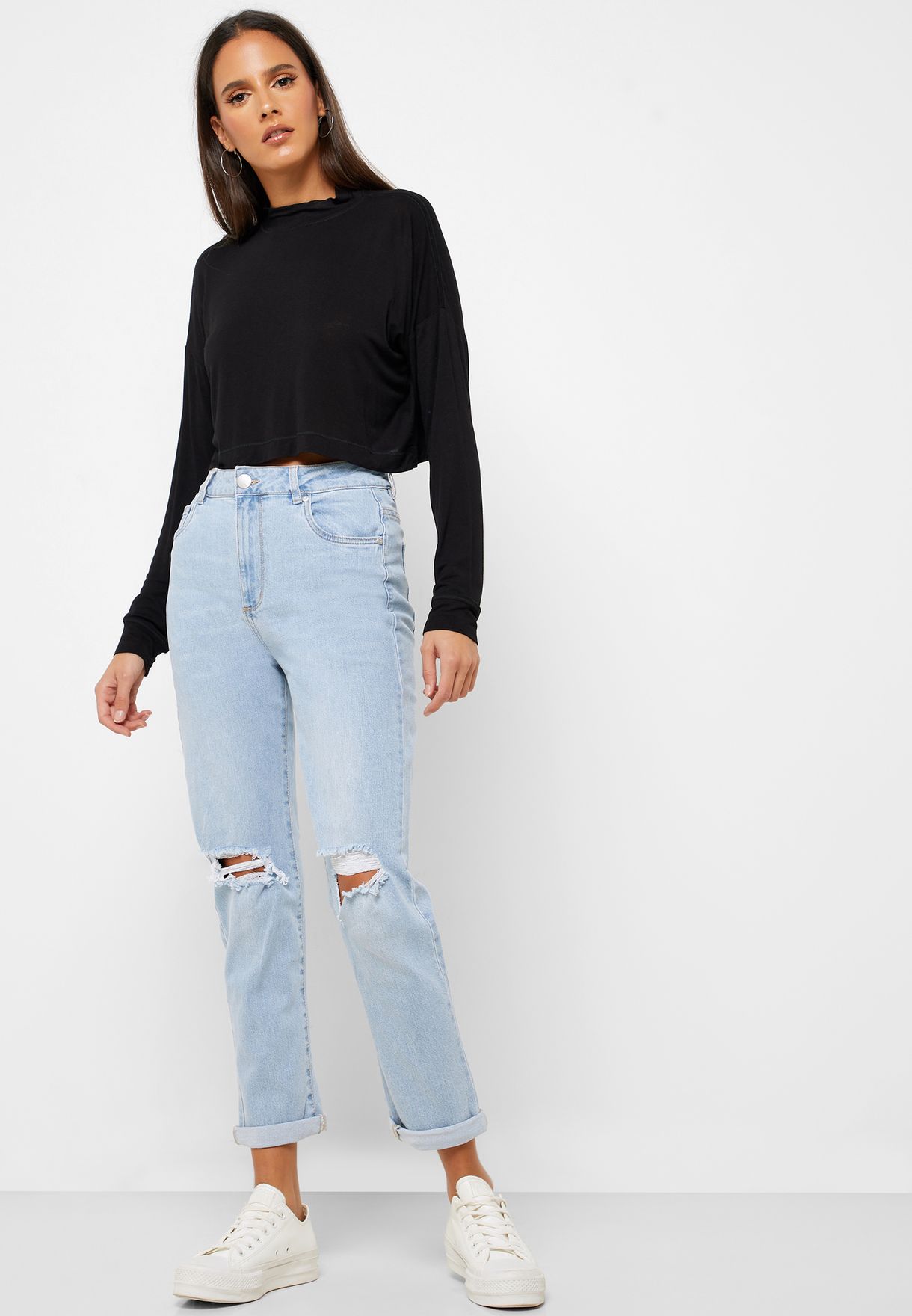 Cotton On blue Knee Ripped Mom Jeans 