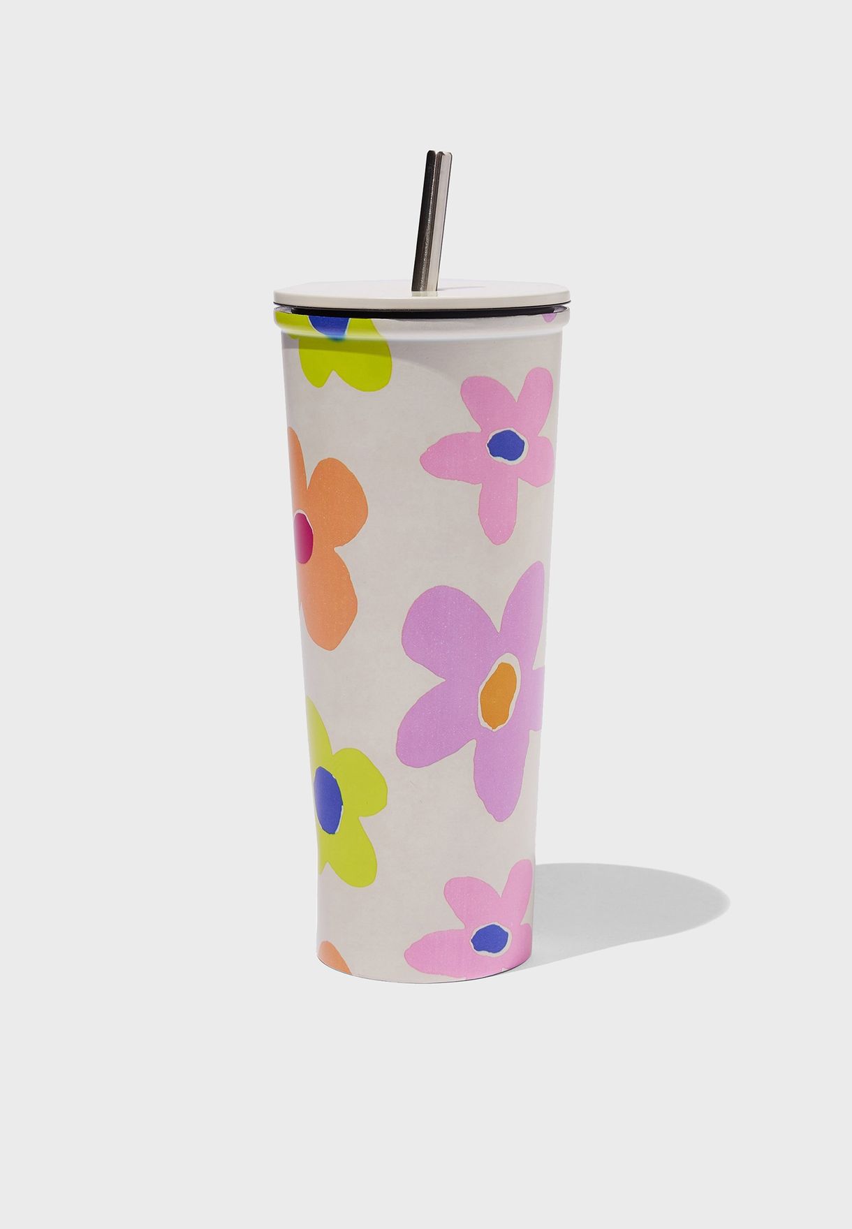 Drawn Daisy Metal Smoothie Cup
