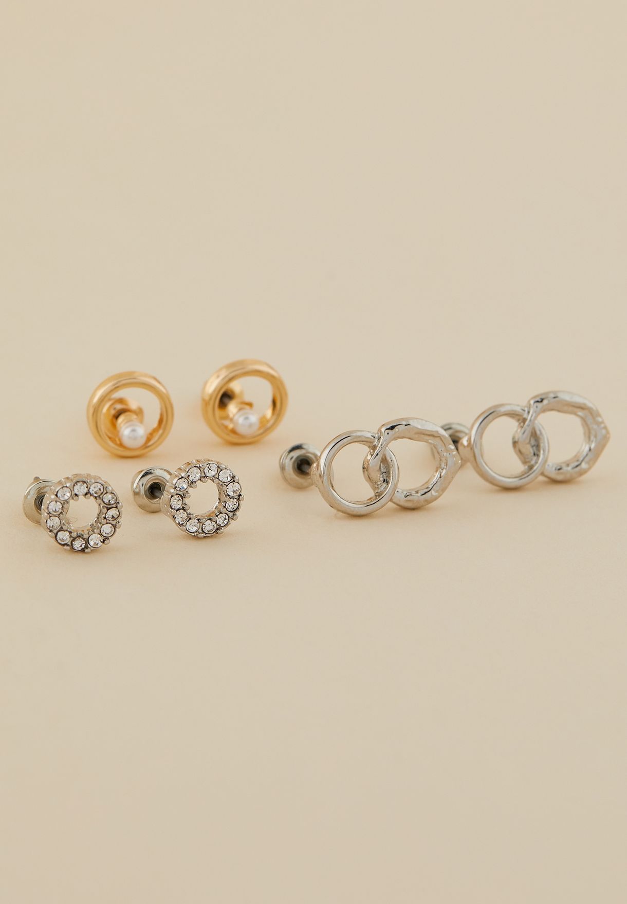 Pack Of 9 Mixed Stud And Hoop Earring Set 