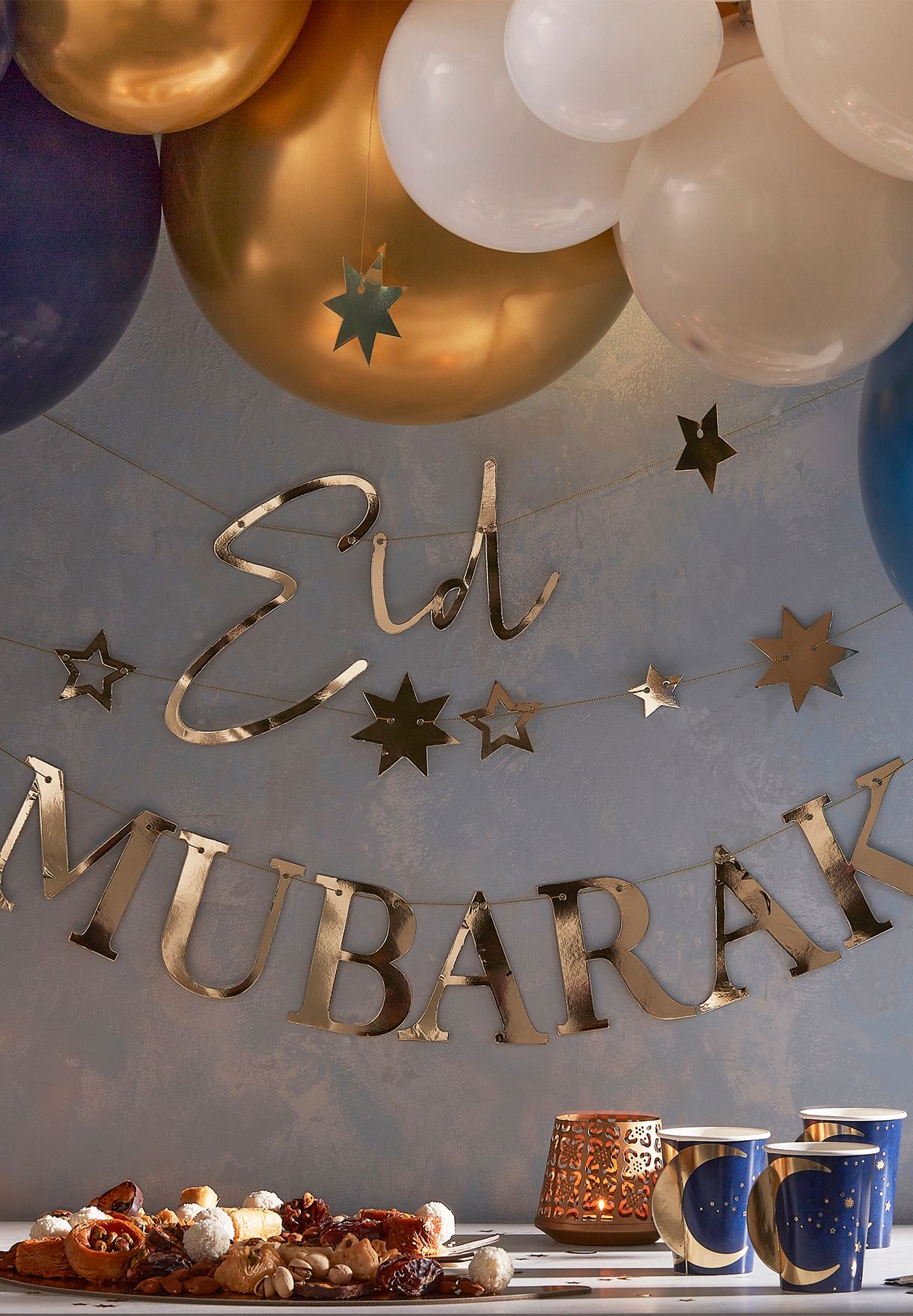 Eid Mubarak Moons And Stars Garland