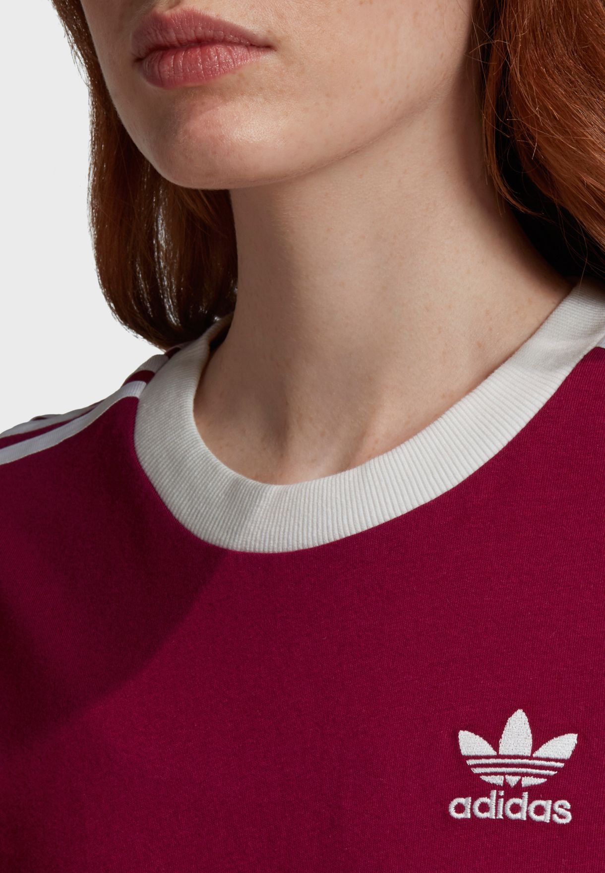 trono realeza Resistente Buy adidas Originals burgundy 3 Stripe T-Shirt for Women in MENA, Worldwide