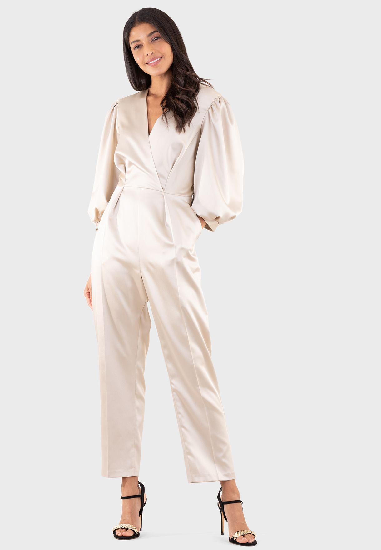 white puff sleeve jumpsuit