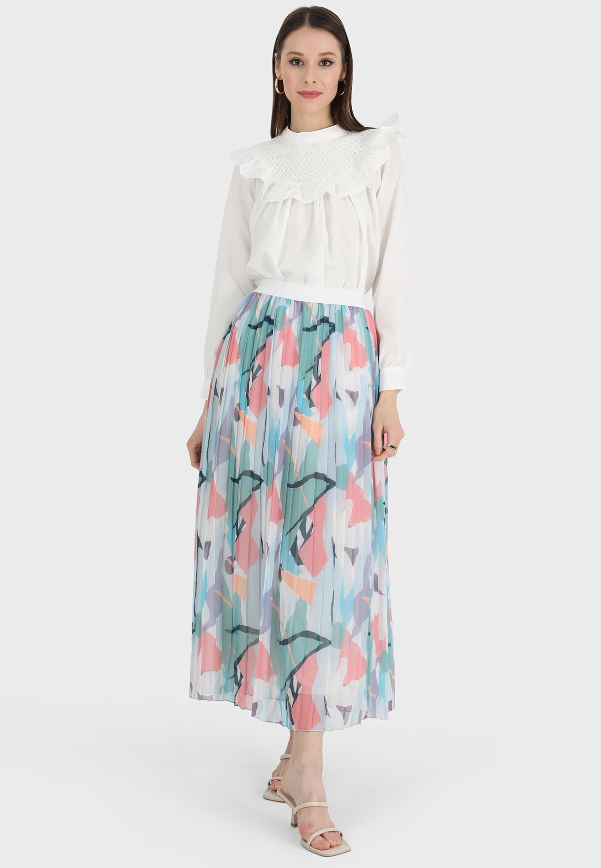Printed High Waist Maxi Skirt