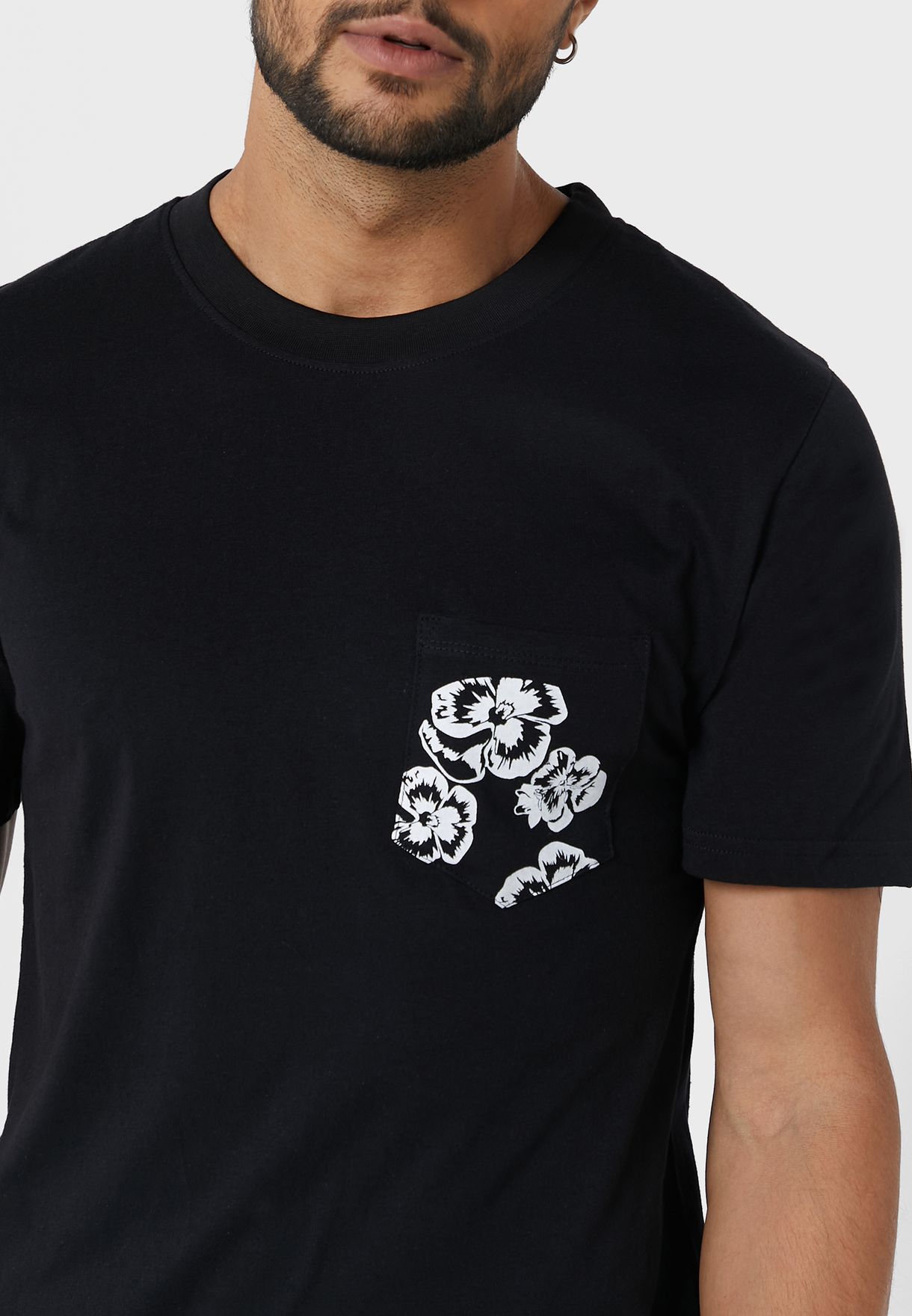 Floral Pocket Print T Shirt