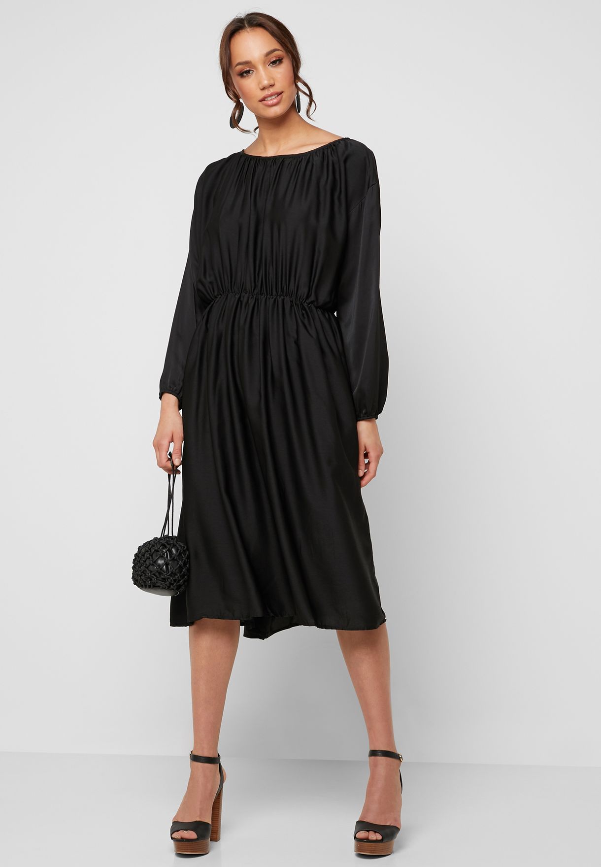 midi dress with elastic waist