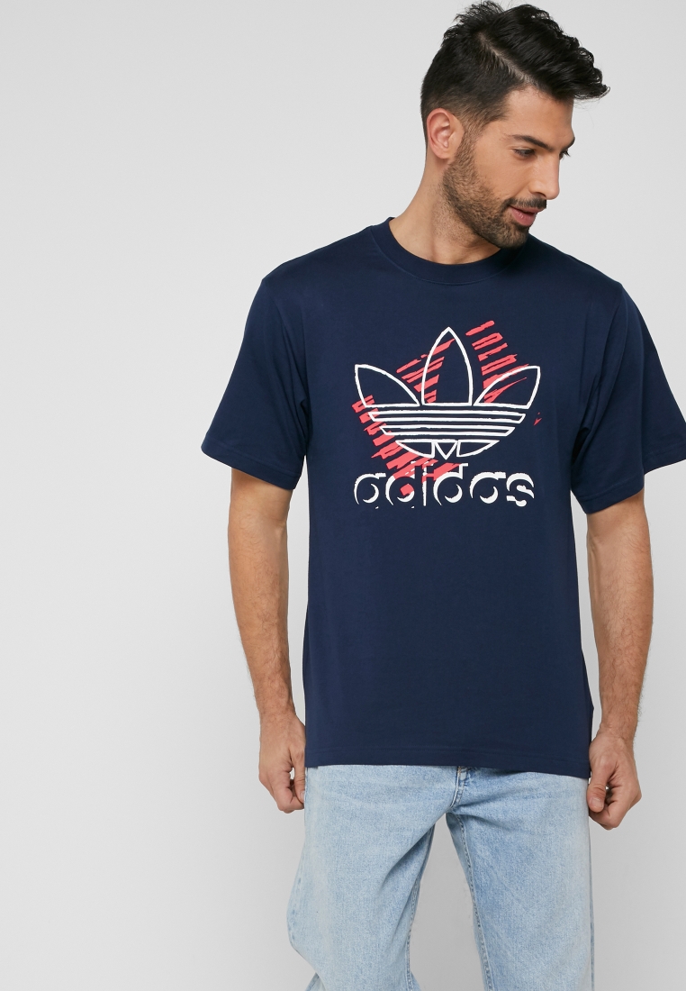 Buy adidas Originals navy Trefoil Art T-Shirt for Men in MENA, Worldwide |  DV3281