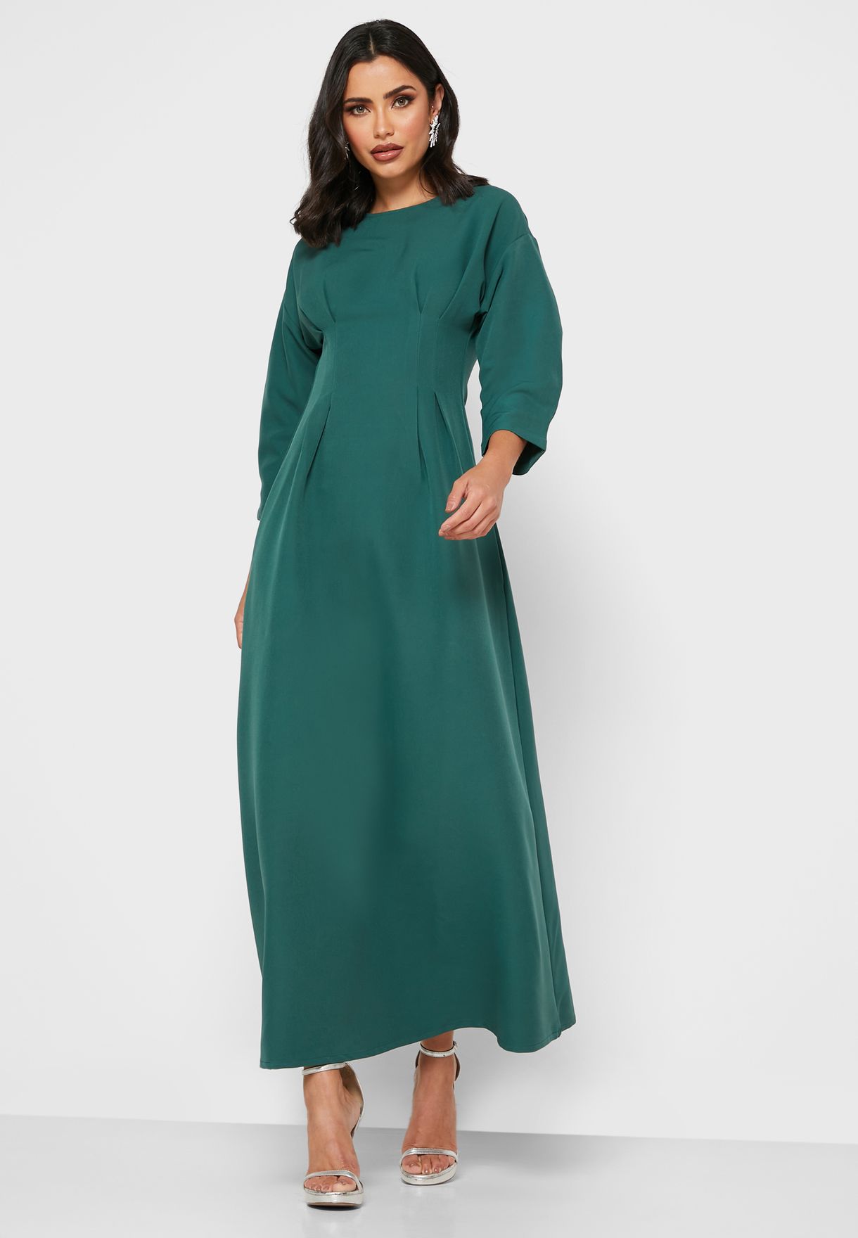 Buy Khizana green Detailed Waist Midi Dress for Women in MENA, Worldwide