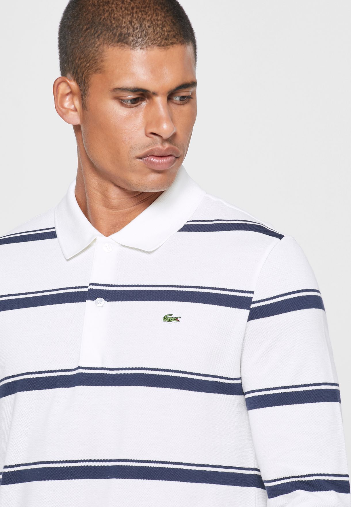 Buy Lacoste white Striped Polo for Men in Dubai, Abu Dhabi