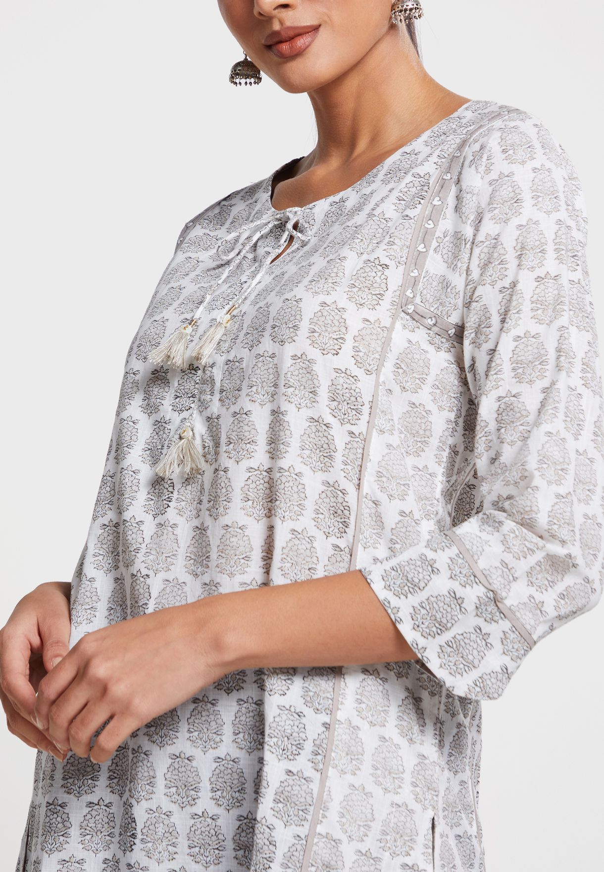 Floral Printed Side Slit Kurta