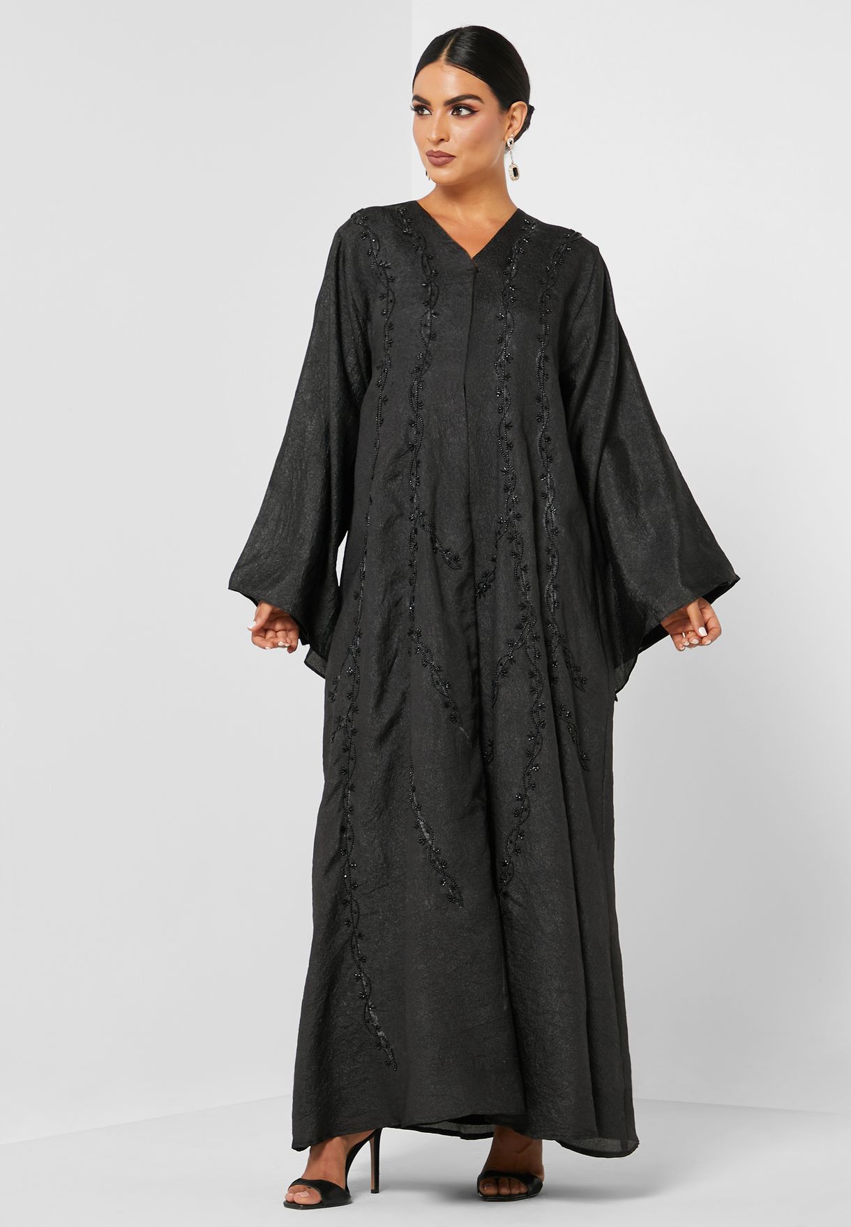 Buy Hayas Closet black Mesh Detail Abaya for Women in MENA, Worldwide
