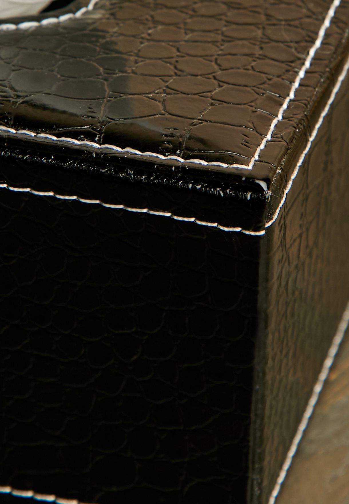 Black Croc Leather Look Tissue Box