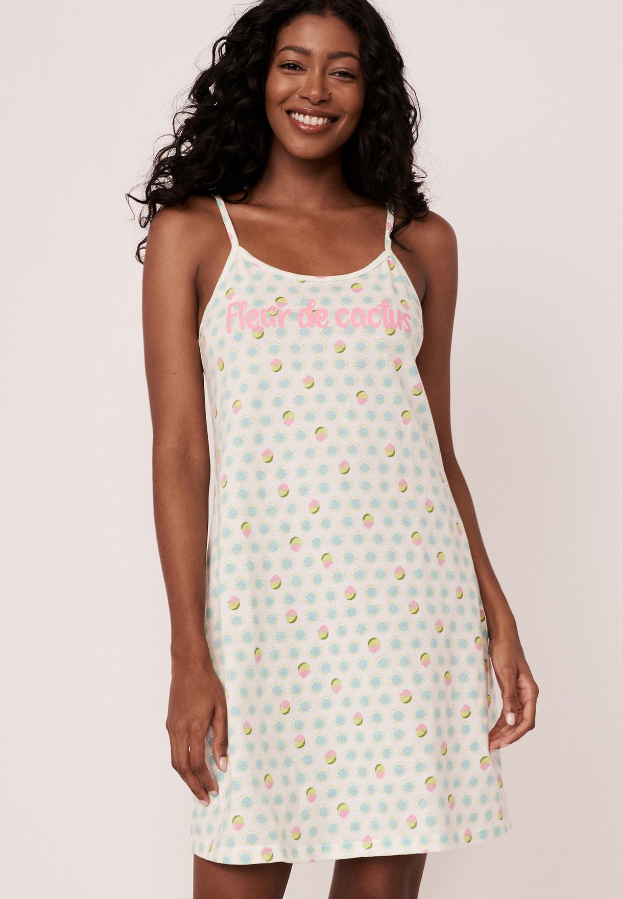 Buy La Vie En Rose prints Strappy Knitted Nightdress for Women in MENA