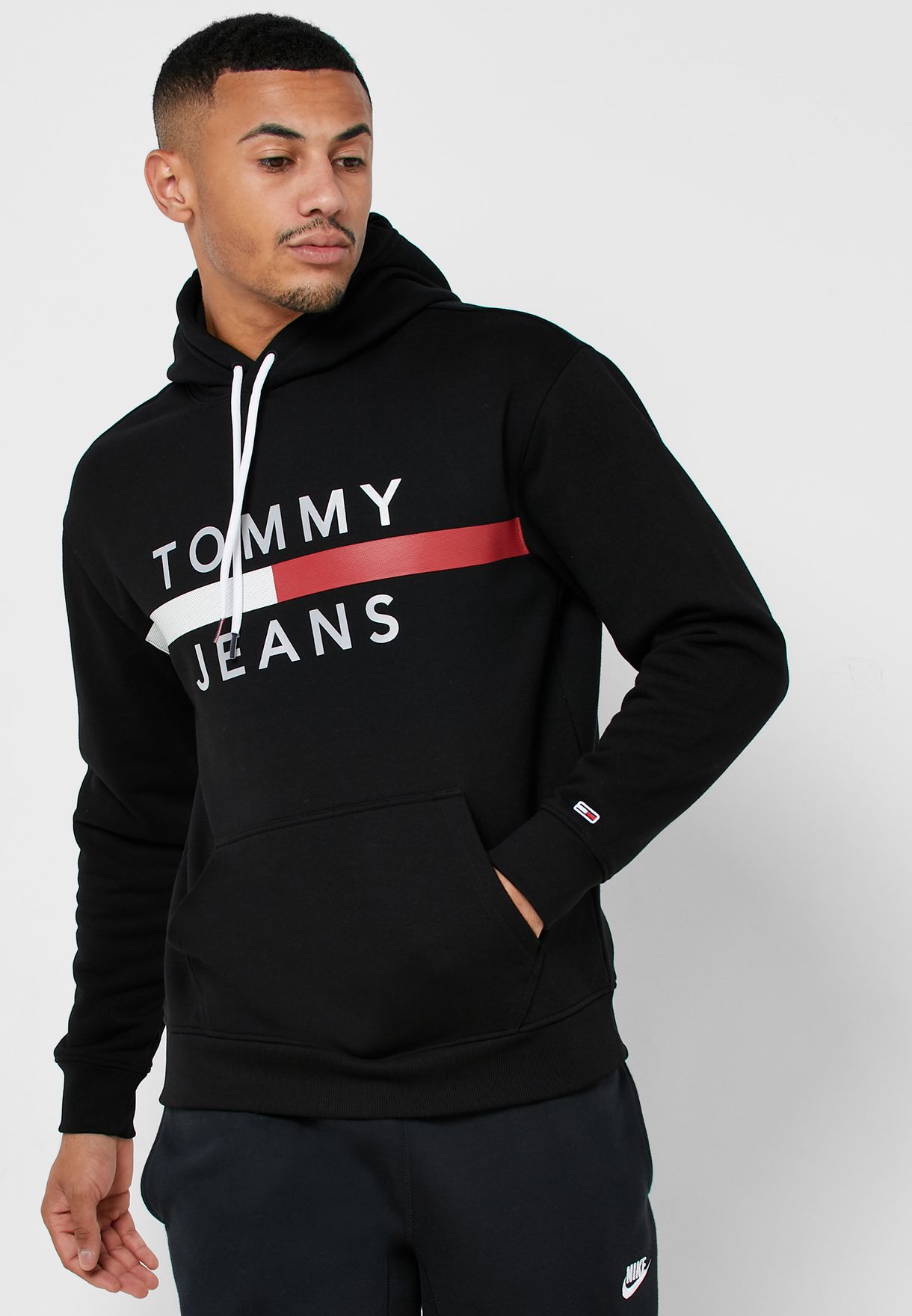 Buy Tommy Jeans black Reflective Flag Hoodie for Men in Riyadh, Jeddah