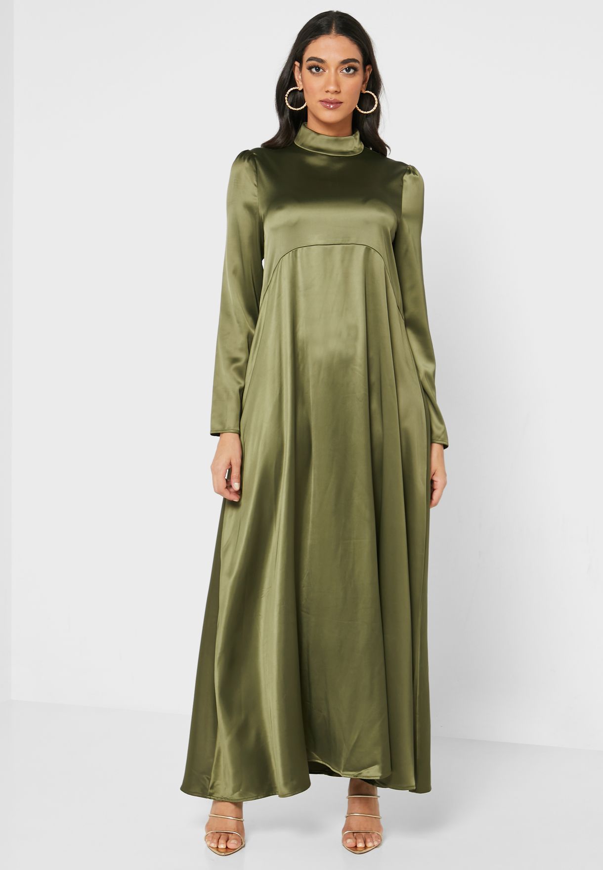 Buy Khizana green High Neck Satin Dress for Women in MENA, Worldwide