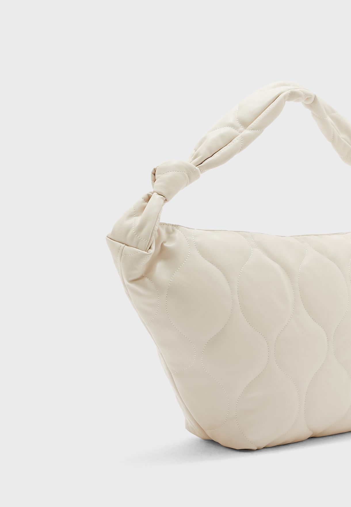 Quilted Puffer Bag With Knot Handle