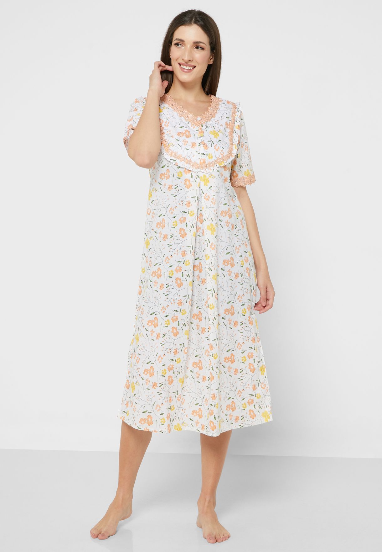 Printed Lace Detail Nighties