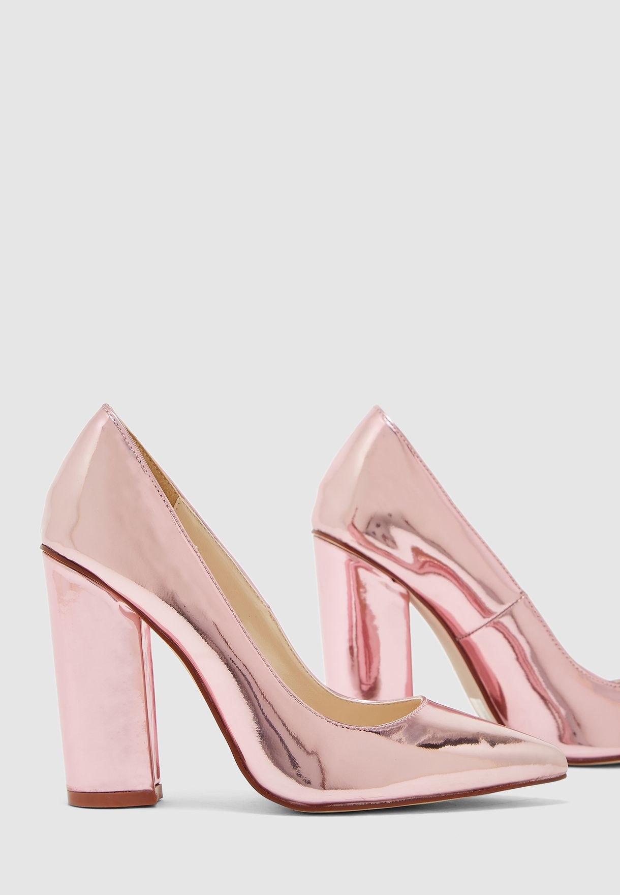 pink block heel pumps