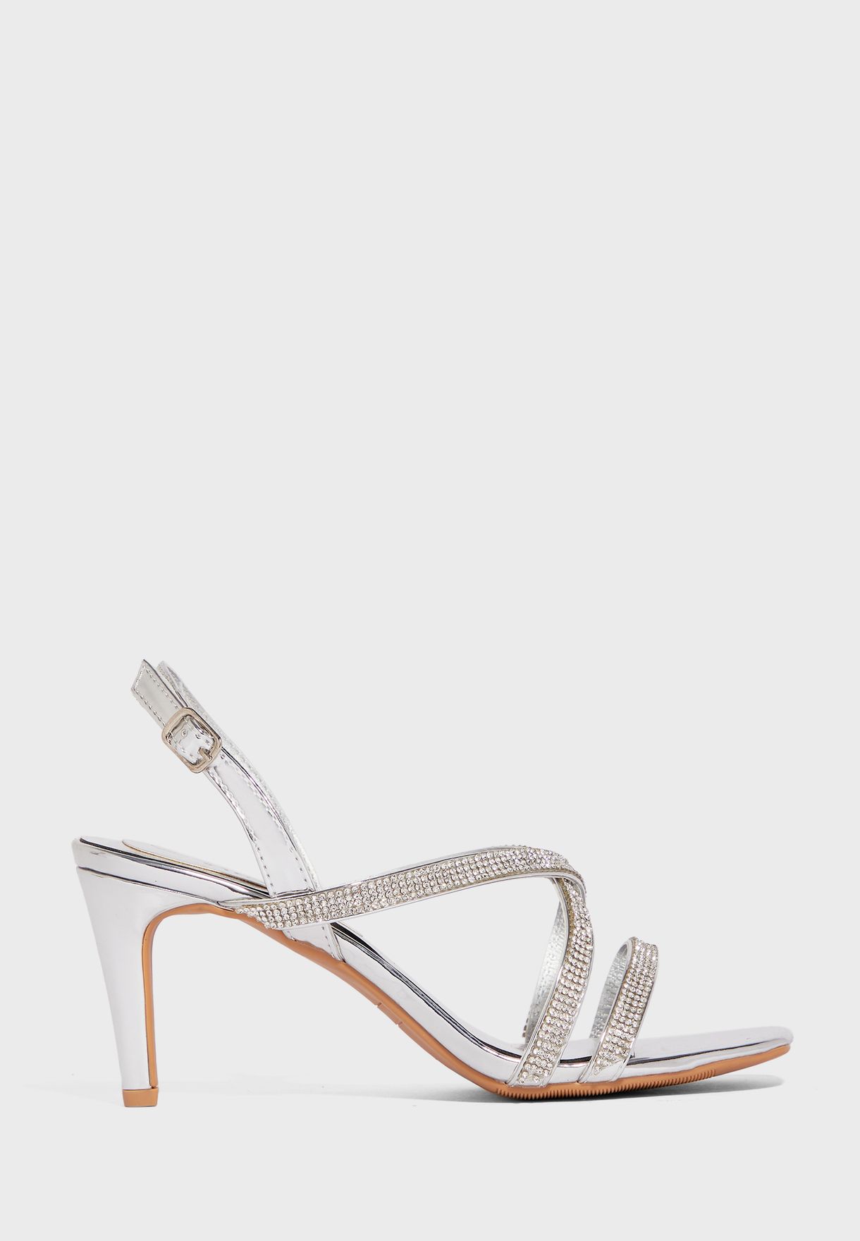 cheap silver strappy heels