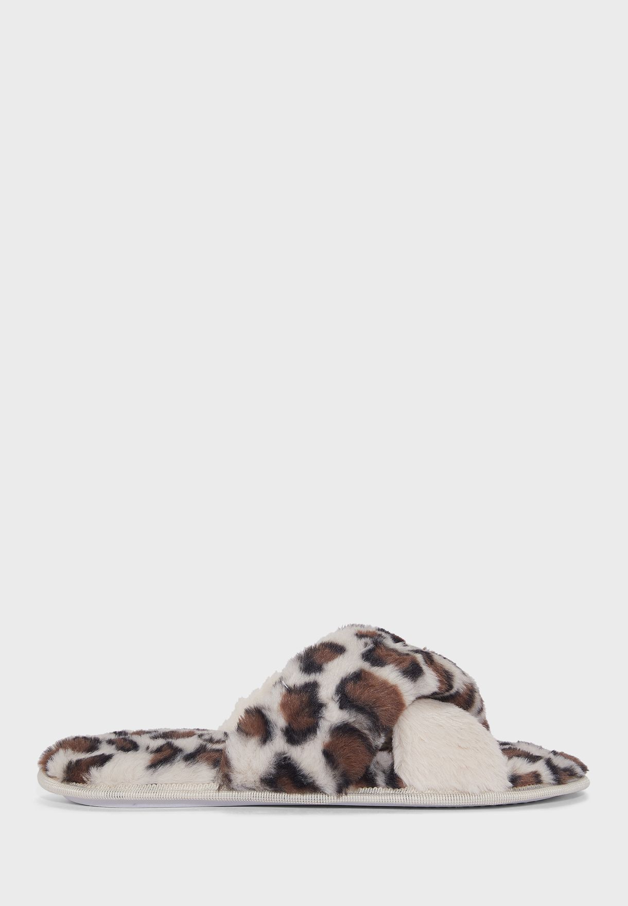 Ladies Contrast Leopard Slipper