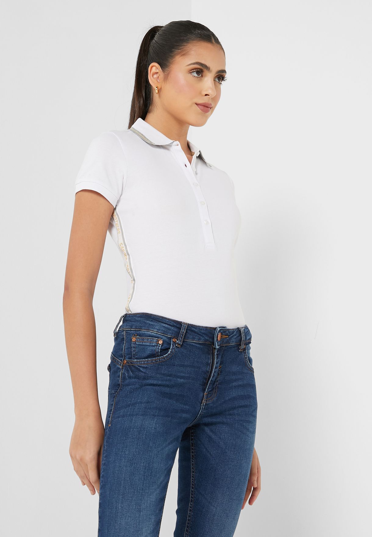 Buy Sacoor Brothers white Polo Neck T-Shirt for Women in Dubai, Abu Dhabi