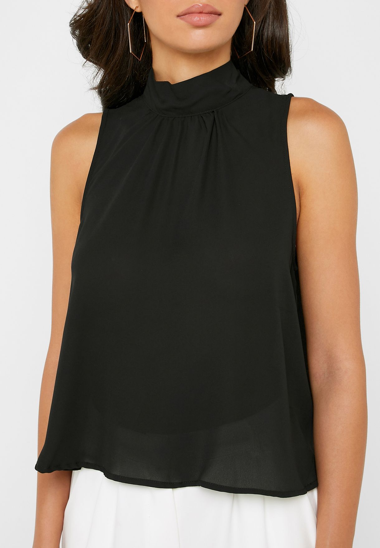 Buy Forever 21 black Mock Neck Sleeveless Top for Women in Dubai, Abu Dhabi