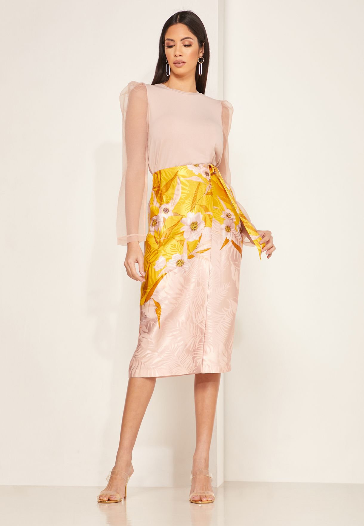 ted baker floral midi skirt