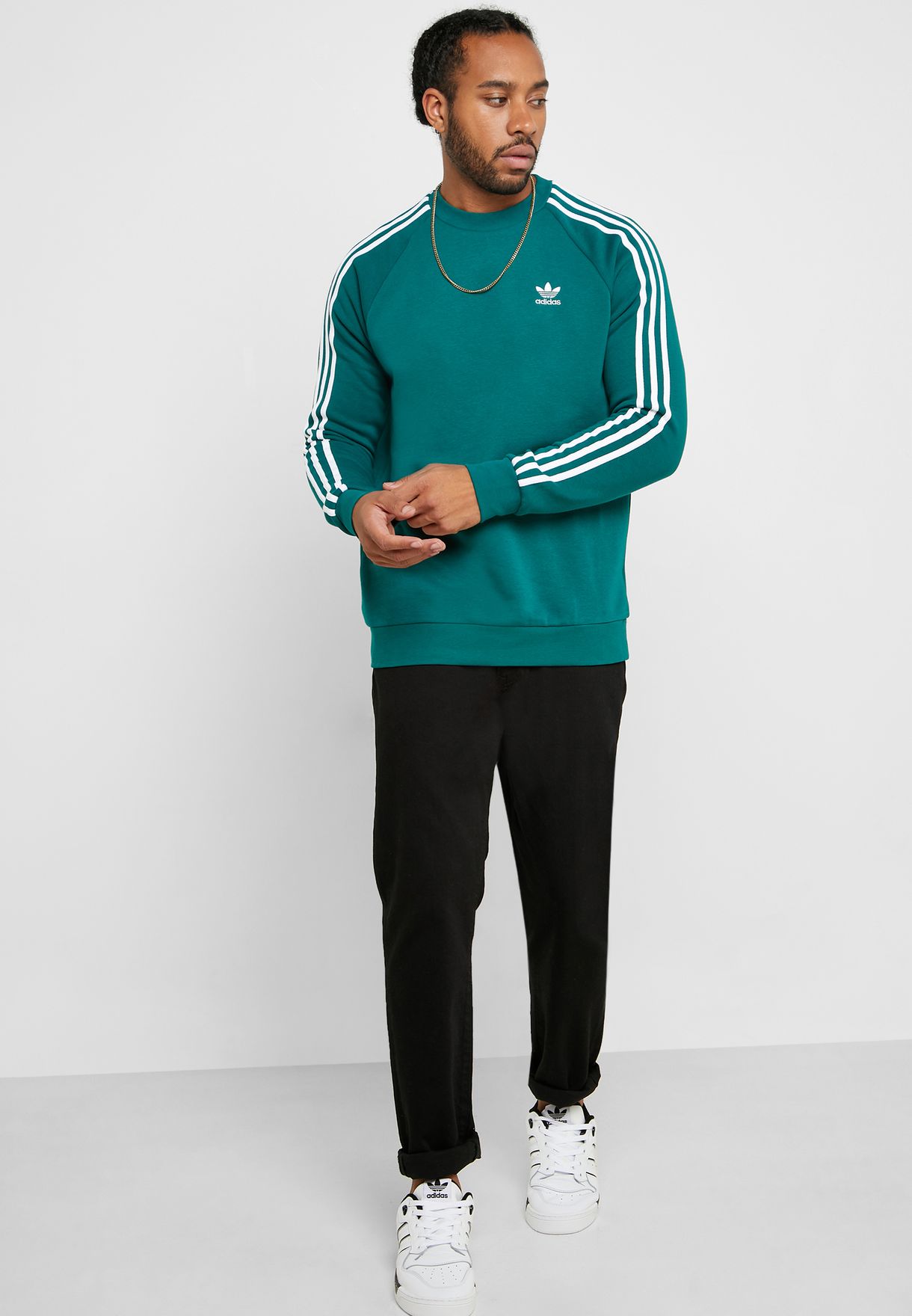 Buy adidas Originals green 3 Stripe Sweatshirt for Men in Dubai, Abu Dhabi