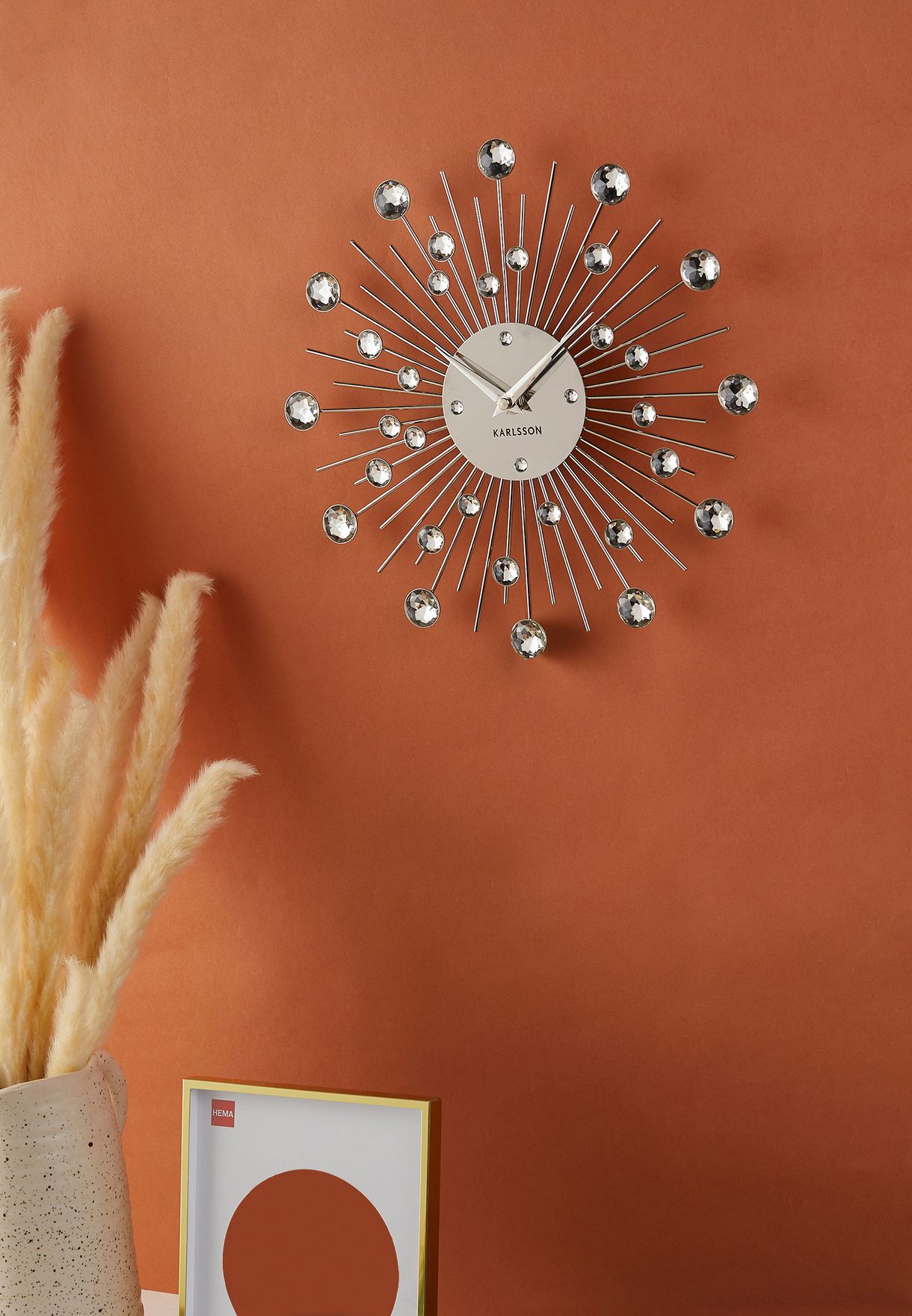 Medium Sunburst Crystal Wall Clock