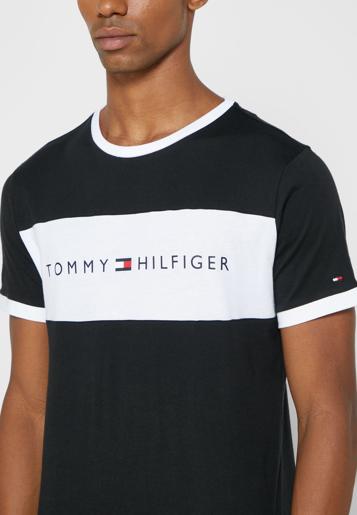 Buy Tommy Hilfiger black Ringer Crew Neck T-Shirt for Men in Manama, Riffa