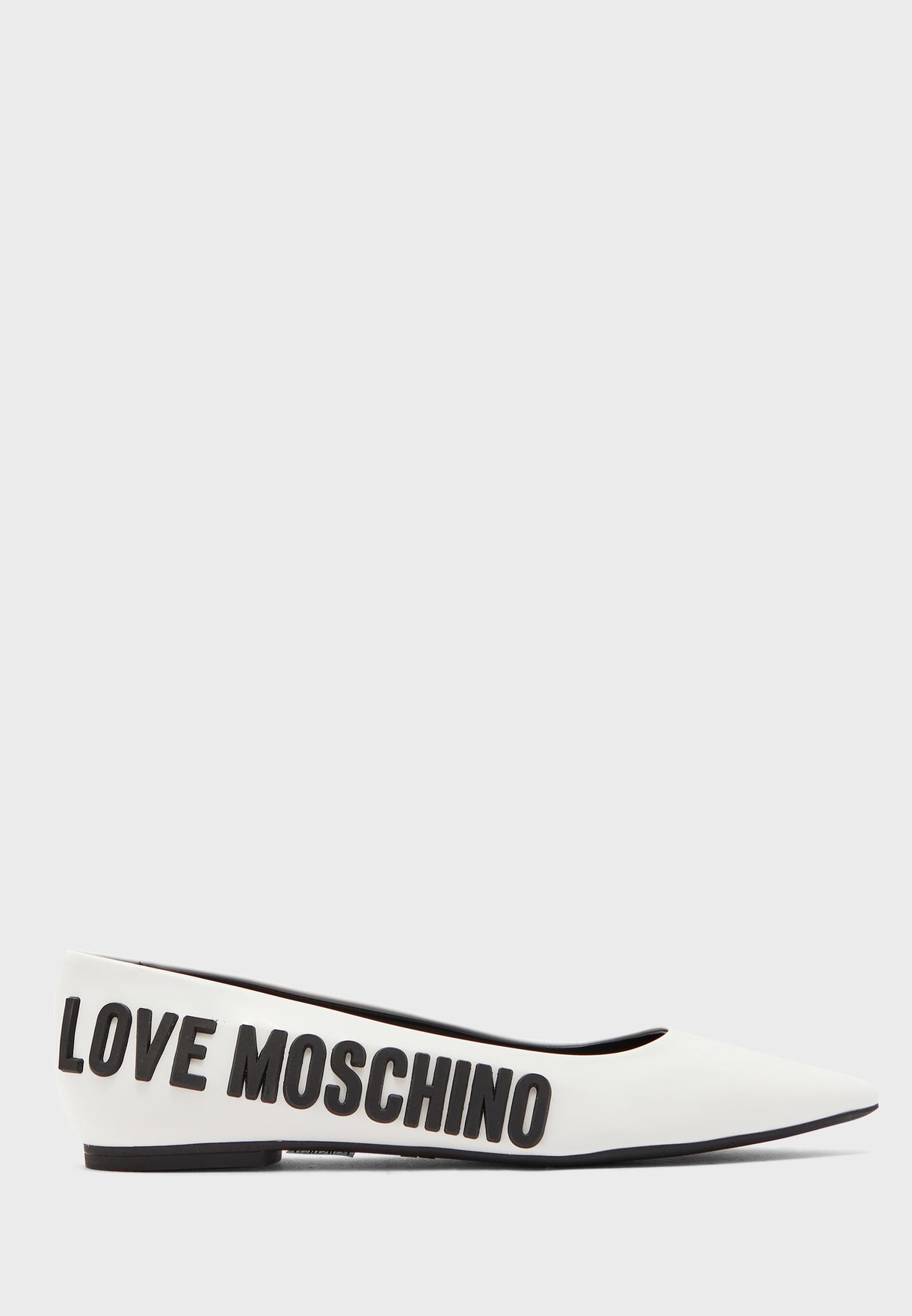 Buy Love Moschino white Logo Ballerina 