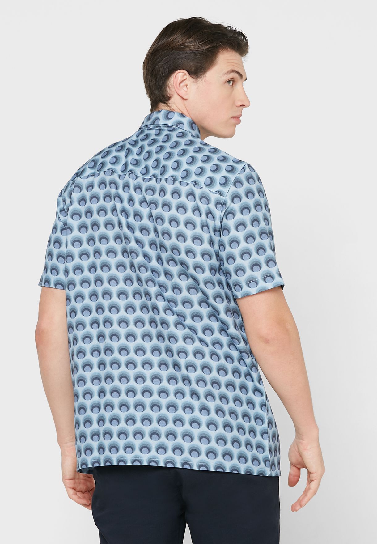 Retro Spot Print Regular Fit Shirt