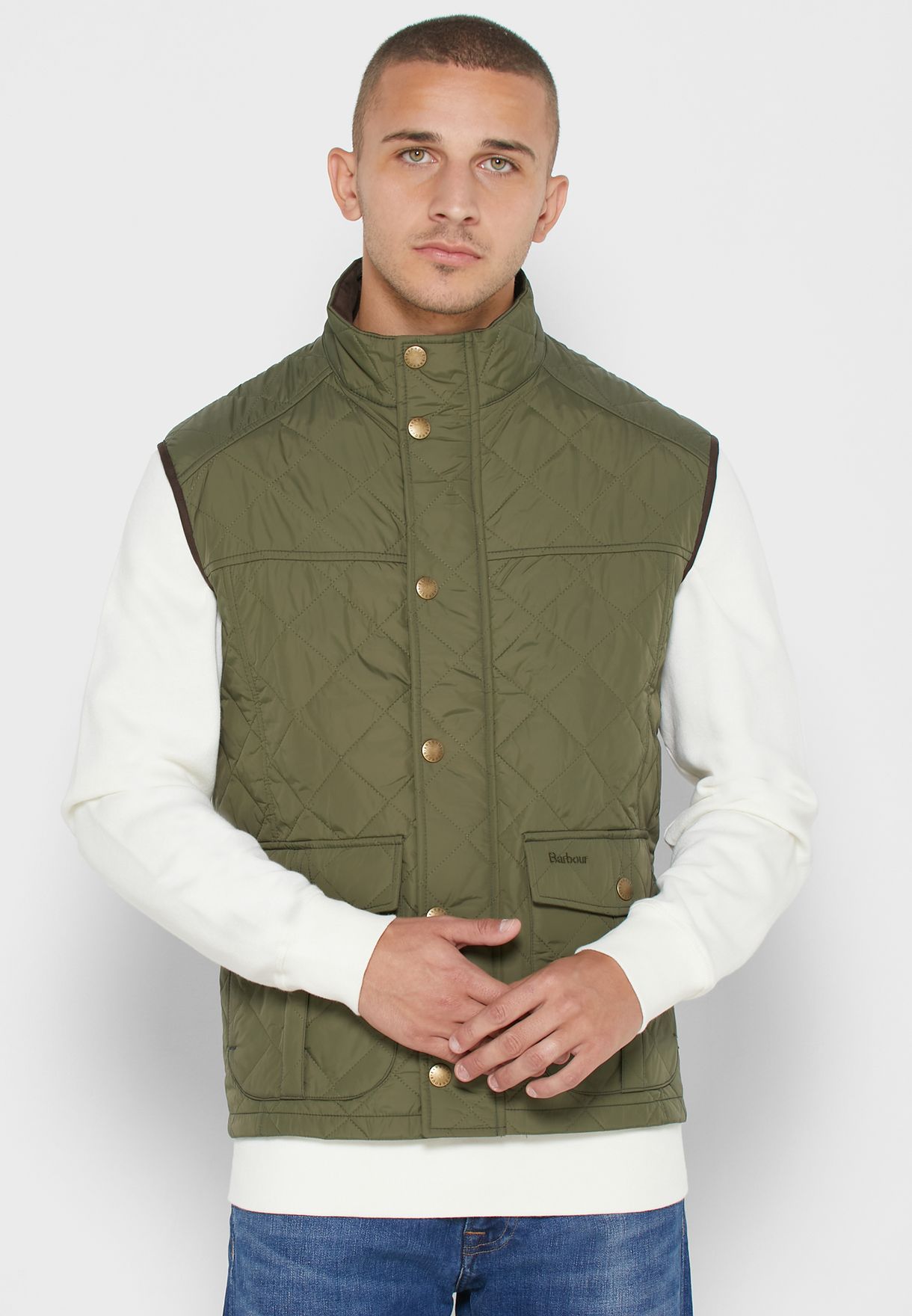 barbour green vest