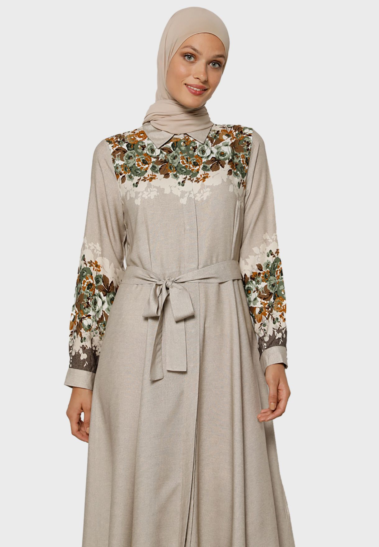 Buy Refka By Modanisa  grey Floral Print Dress for Women in 